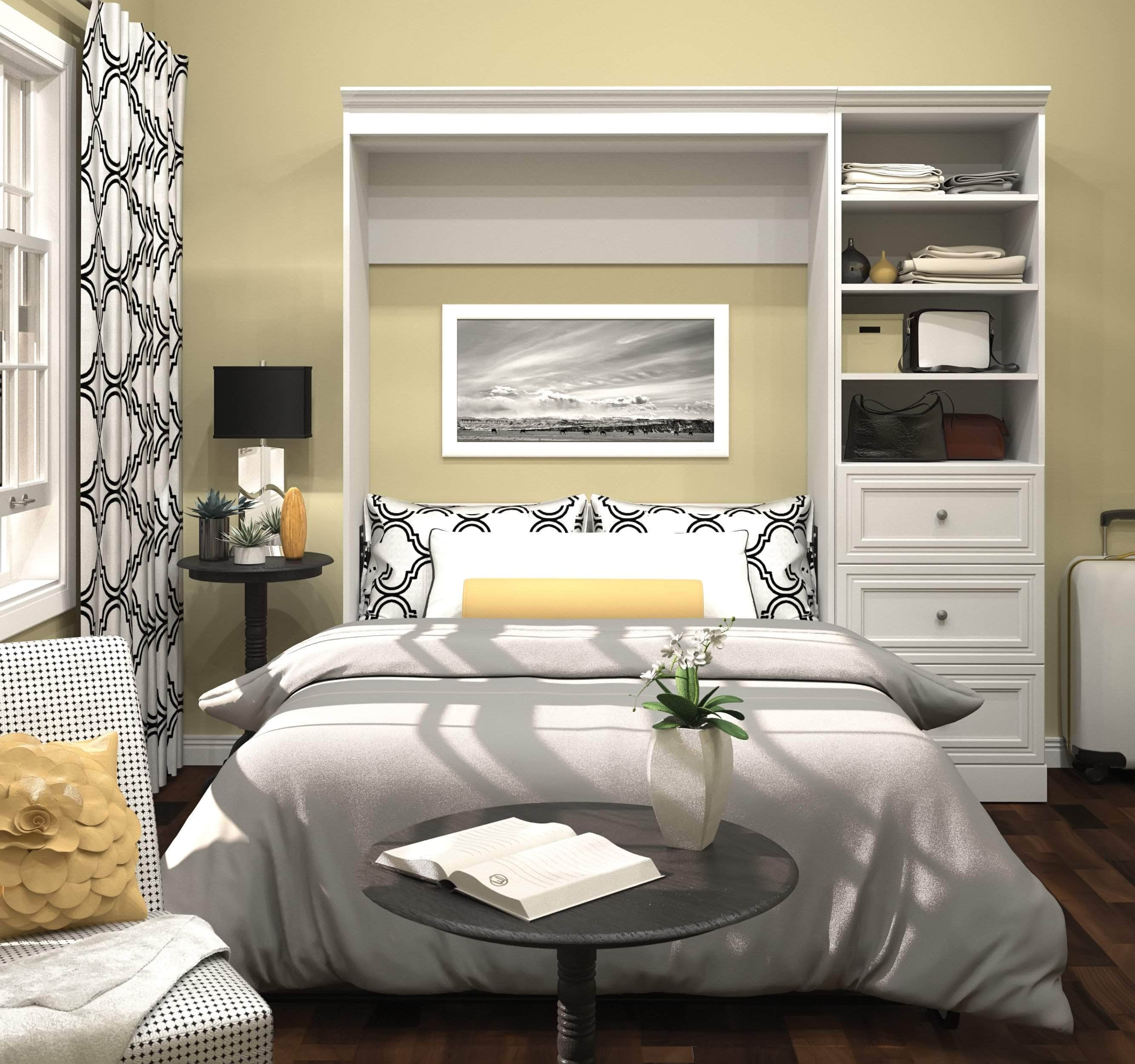 Space-Saving Full Murphy Wall Bed with Built-In Storage Drawers (84
