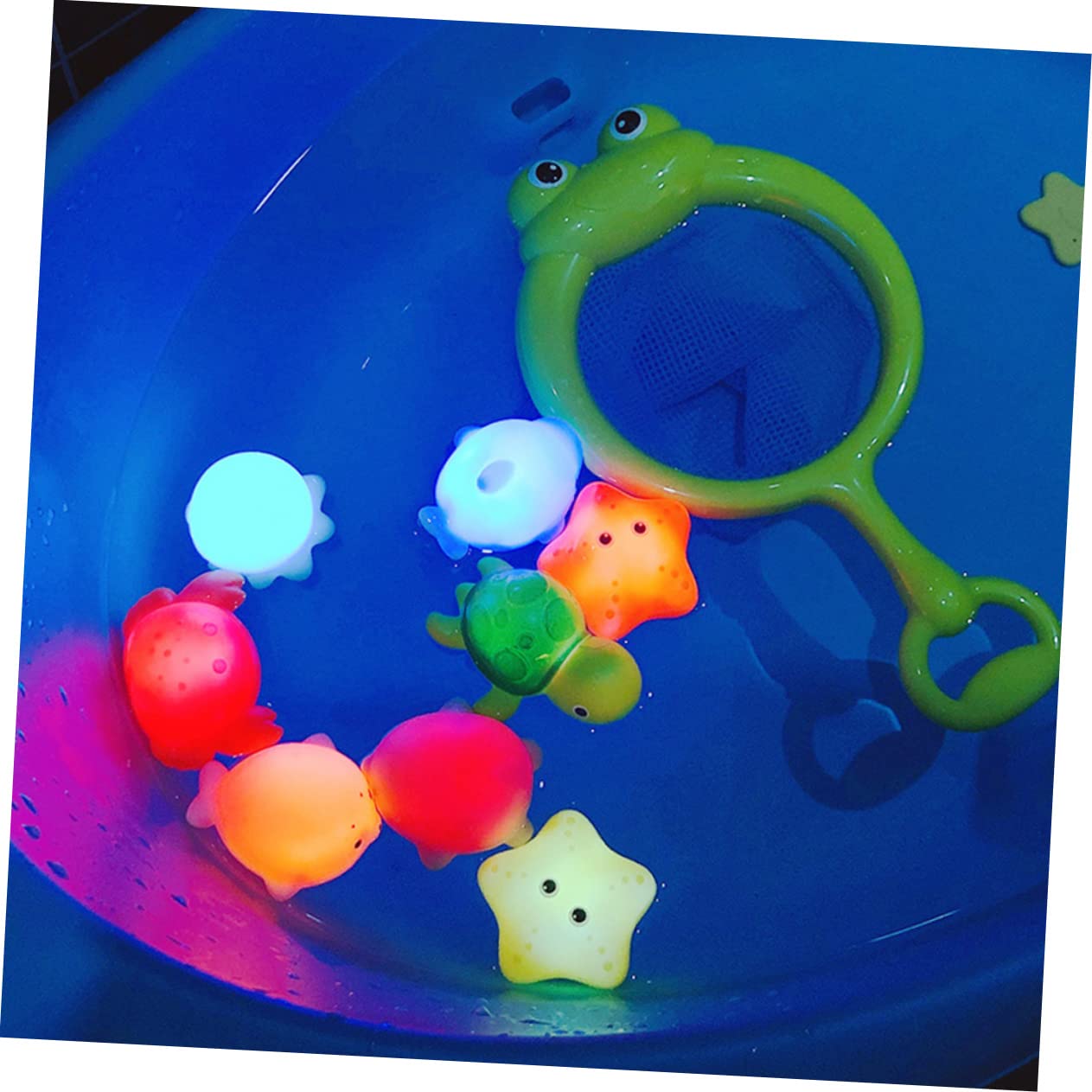 iFundom 3 Sets Glow in The Dark Fishing Net Bath Toys - Fun Aquatic Animal Figures for Kids Bathtime Play, Pool Party & Sensory Learning Activities