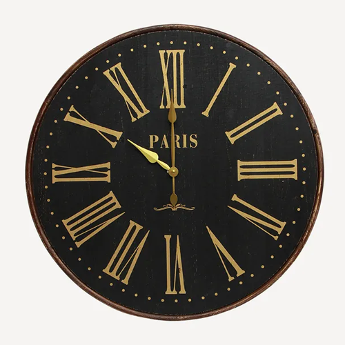 Vintage Noir Wood Paris Clock - Elegant Wall Clock for Home & Office Decor | Perfect for Living Room, Bedroom, or Gift