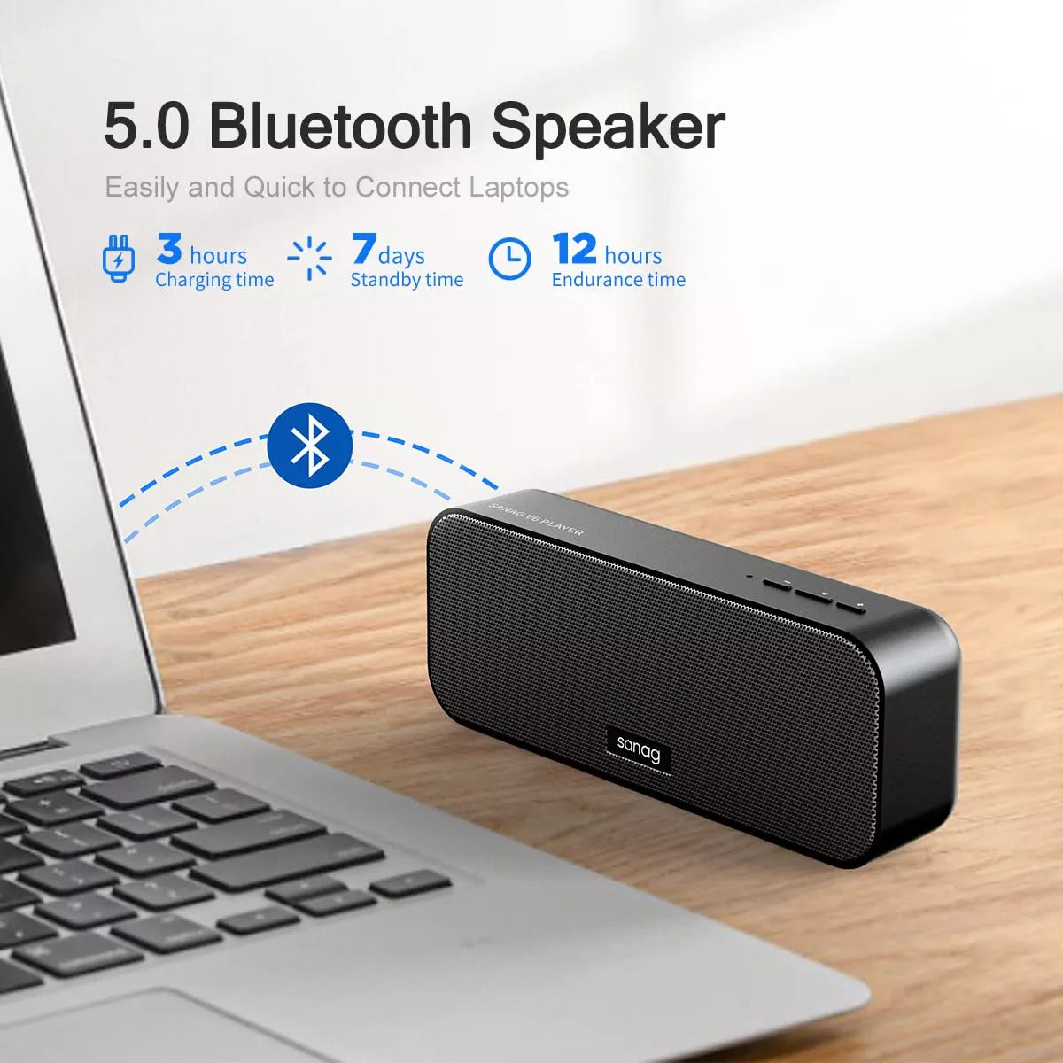 Sanag V6 Wireless Bluetooth Speaker - Portable Square Shaped Speaker with HD Sound, IPX7 Waterproof for Outdoor, Travel, Beach & Pool Parties