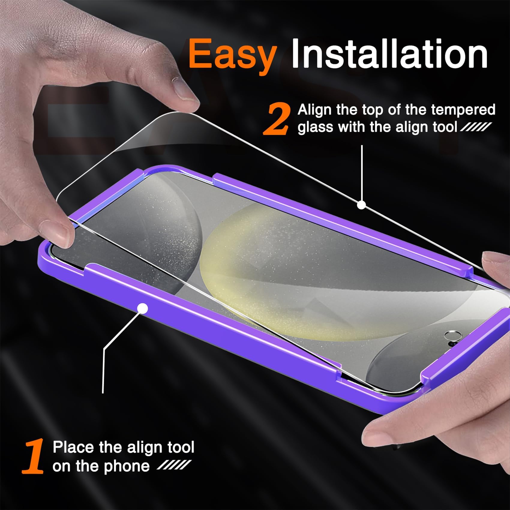 4 Pack Samsung Galaxy S24 Plus 6.7 Inch Screen Protector with 4 Pack Camera Lens Protector - 9H Tempered Glass, Case Friendly, Easy Installation Frame, 2.5D Curved Edge - Perfect for Everyday Protection & Outdoor Activities