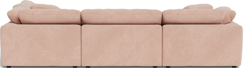 Fluffy 4-Piece Sectional Sofa with Ottoman - Modern L-Shaped Couch Set for Living Room, Family Room & Apartment - Soft Fabric Upholstery, Comfortable Seating for Relaxing & Entertaining
