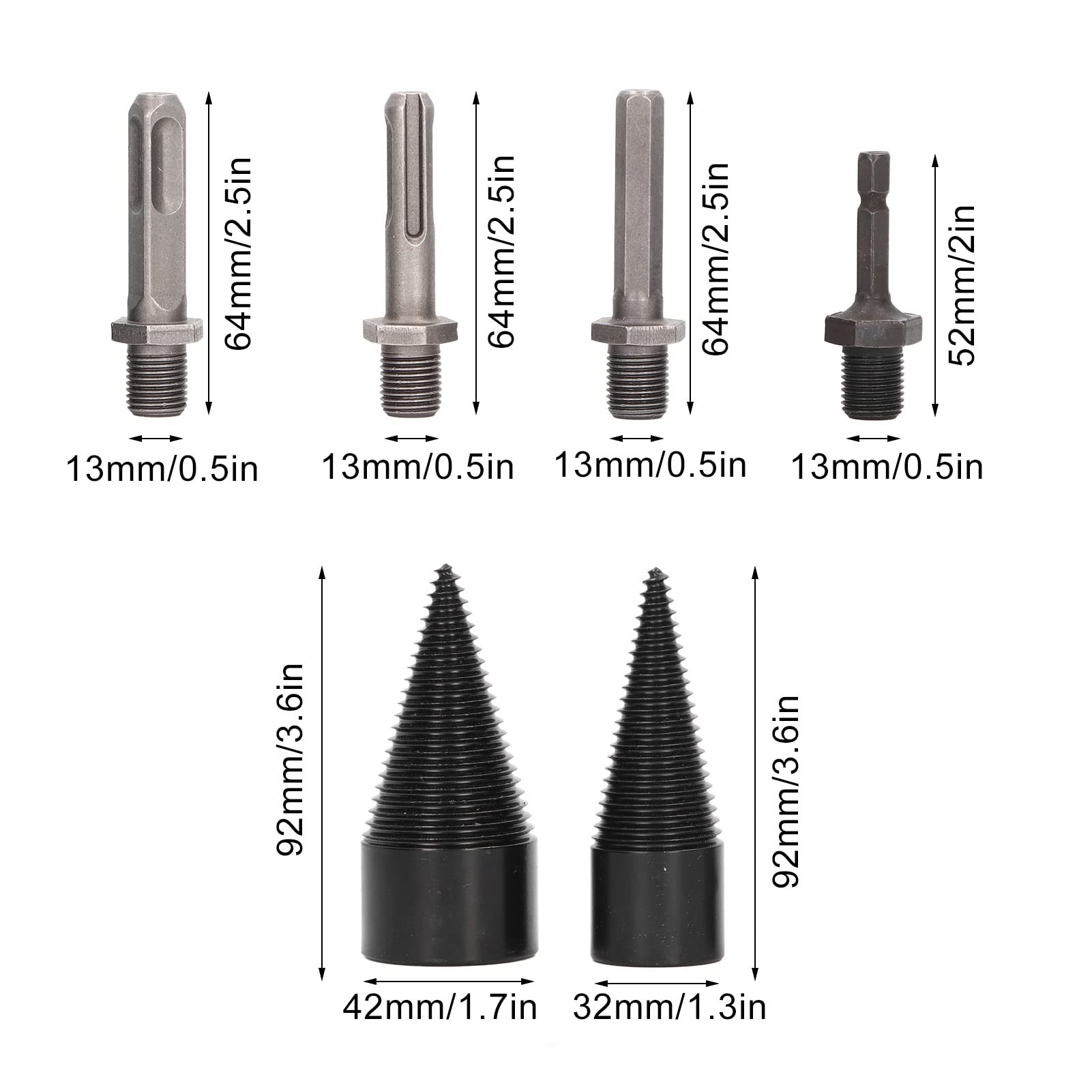 Heavy Duty YWBL-WH Wood Cone Drill Bits Splitter Kit - 32mm & 42mm Sizes for Woodworking, DIY Projects, and Log Splitting | Perfect for Firewood Processing, Furniture Making, and Carpentry Work