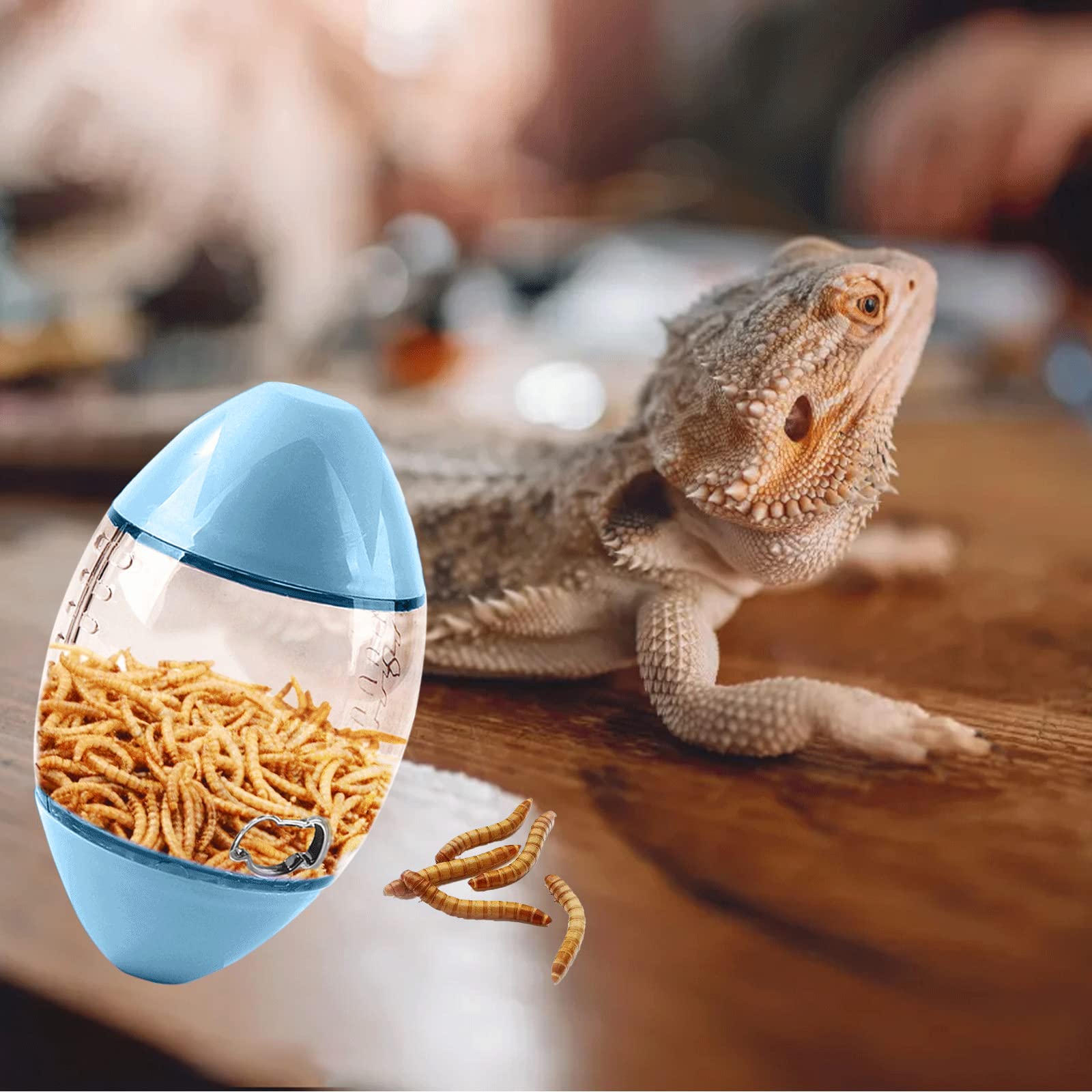 Interactive Reptile Enrichment Toys - Rugby Shape Feeder for Bearded Dragons, Lizards & Geckos | Stimulating Small Animal Toys for Mental Exercise & Natural Hunting Instincts | Perfect for Cage Entertainment & Training Sessions