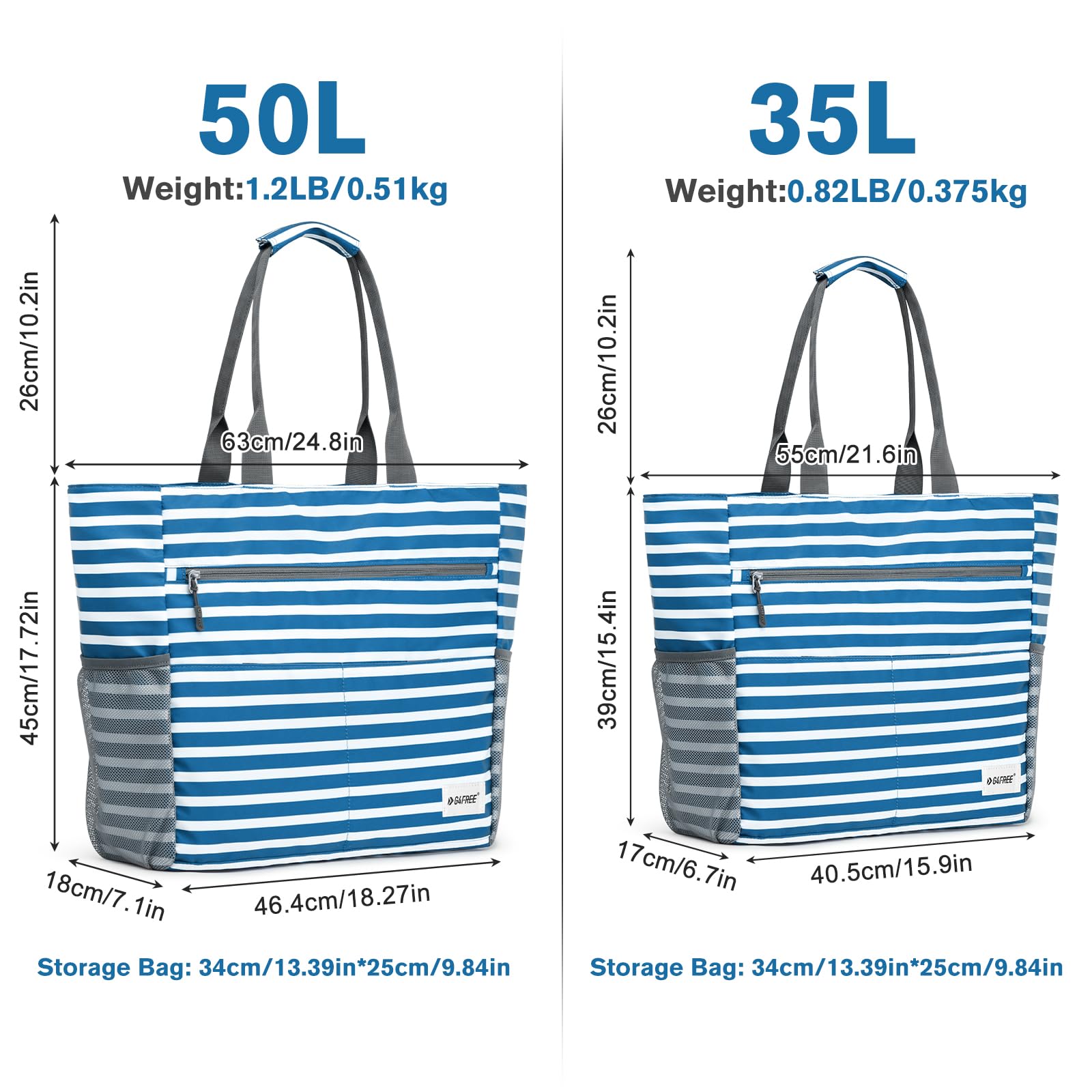 G4Free Waterproof Sandproof Beach Tote Bag - Large Capacity Foldable Beach Bag for Women, Perfect for Pool, Travel & Outdoor Adventures