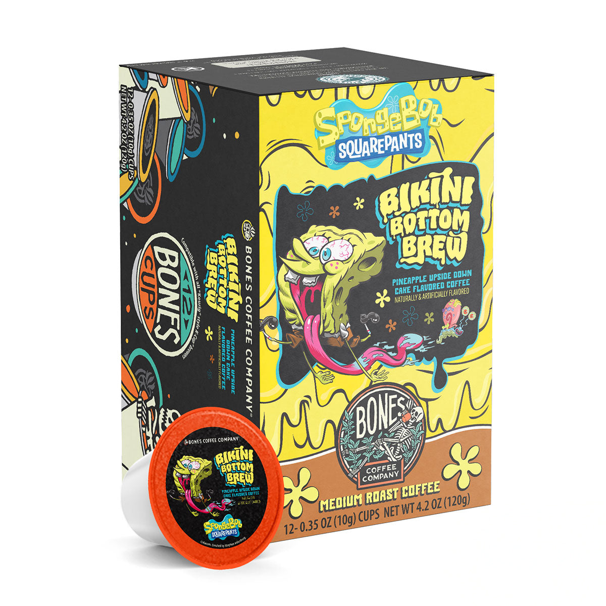 Bikini Bottom SpongeBob SquarePants Brew Bones Coffee Cups - Set of 12 Reusable Plastic Tumblers for Iced Coffee, Smoothies & Party Drinks