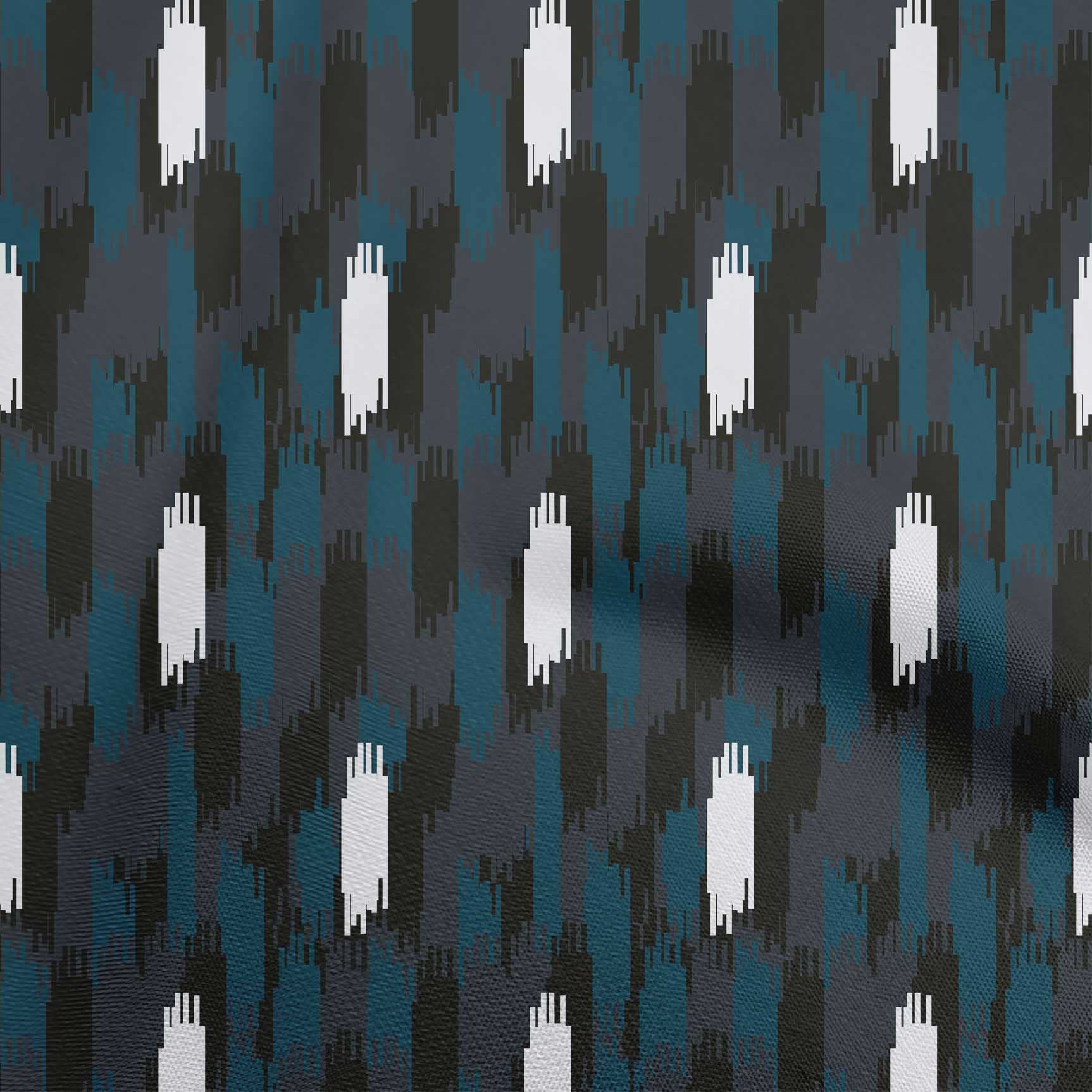 OneOone Silk Tabby Teal Blue Fabric Ikat Print - 42 Inch Wide by The Yard for DIY Clothing, Dresses, Scarves & Home Decor Sewing Supplies | Premium Quality Material for Fashion Design & Craft Projects