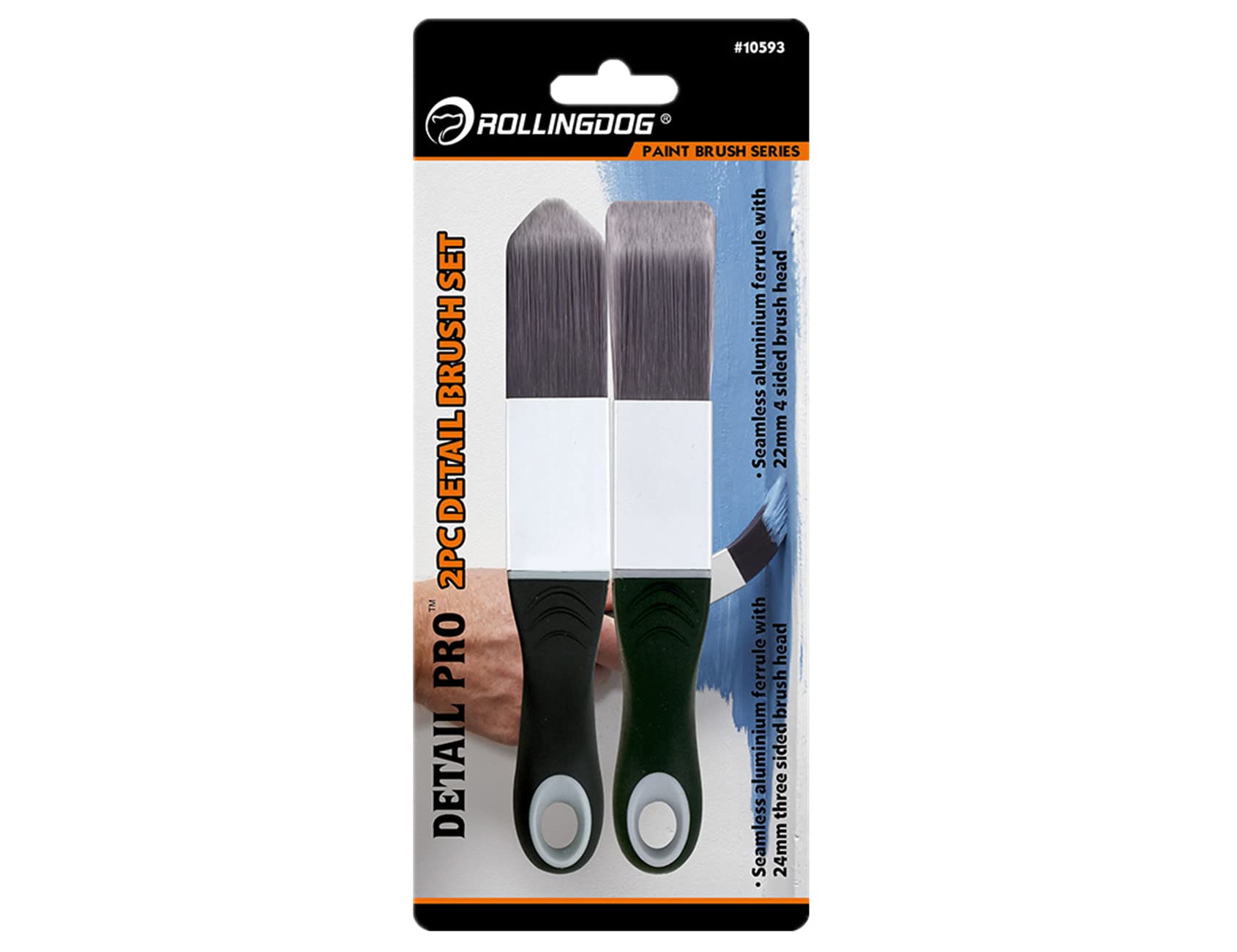 Premium Paint Brushes for Trim & Edging - 2-Piece Set (1 Triangular Brush & 1 Square Brush) for Cutting In, Corners, Sash Painting - Perfect for DIY Home Improvement & Professional Use