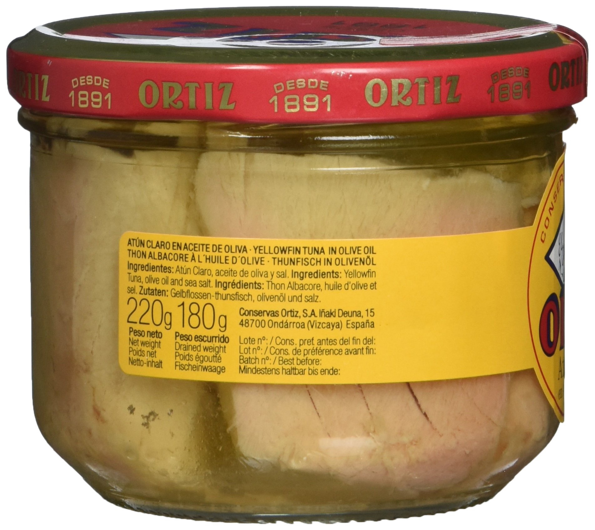 Premium Ortiz Yellowfin Tuna in Olive Oil - 220g Can (7.76 oz) | Wild Caught, High Protein, Keto & Paleo Friendly | Perfect for Salads, Sandwiches & Mediterranean Recipes