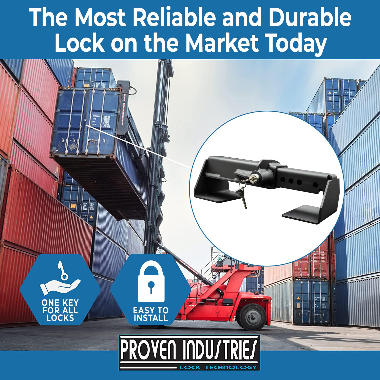 Proven Industries Heavy Duty Steel Cargo Door Lock CDL - Secure Semi Truck Trailers & Shipping Containers | Weatherproof & Anti-Theft Protection for Transport Security
