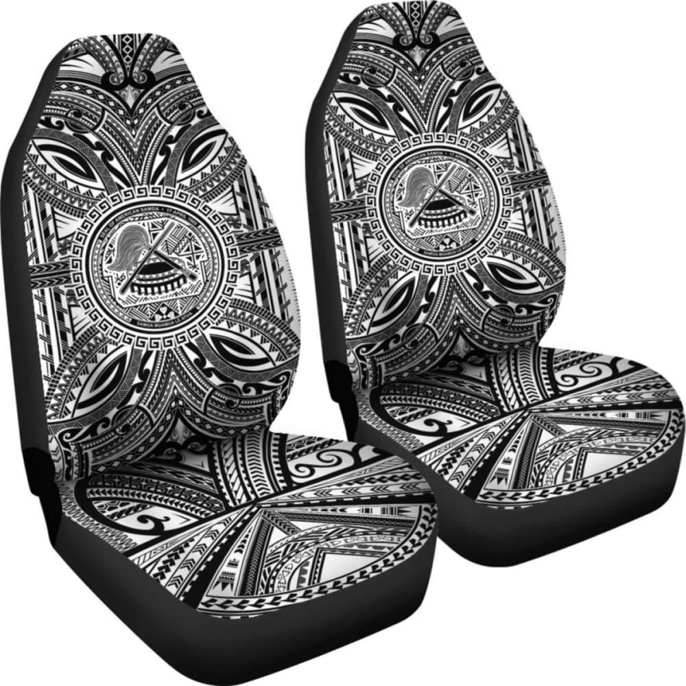 American Samoa Car Seat Cover with Polynesian Coat of Arms Design - Black & White (Model 105905) | Durable Protection for Cars, Trucks & SUVs