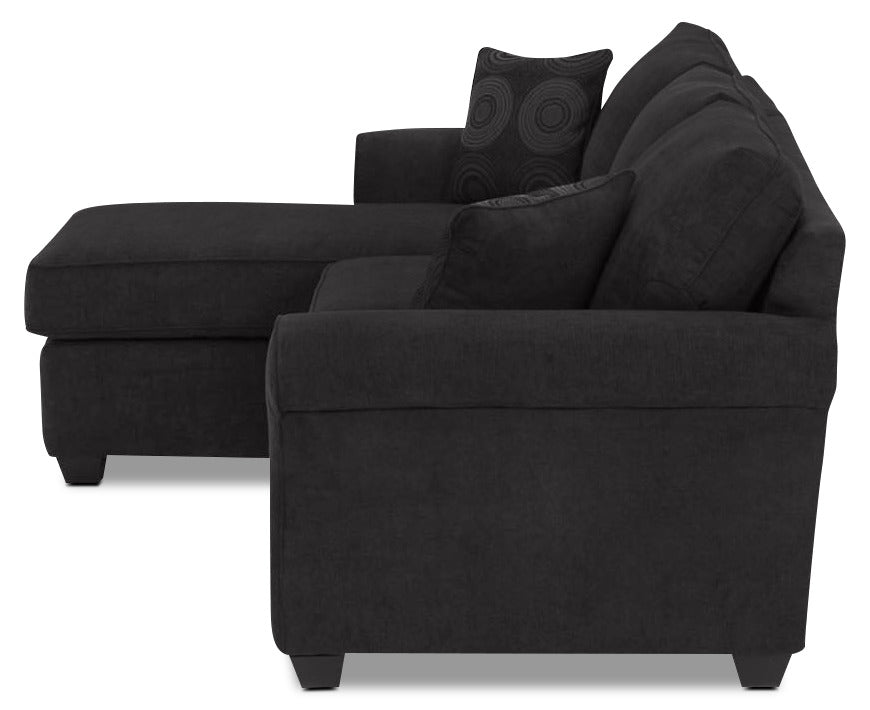Althea 2-Piece Left-Facing Chaise Sectional Sofa in Black - Modern Living Room Furniture for Small Spaces & Apartments