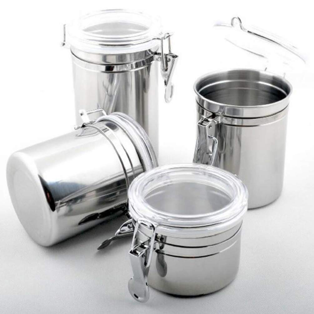 Stainless Steel Airtight Food Canisters Set - 4-Piece for Coffee, Tea & Flour Storage