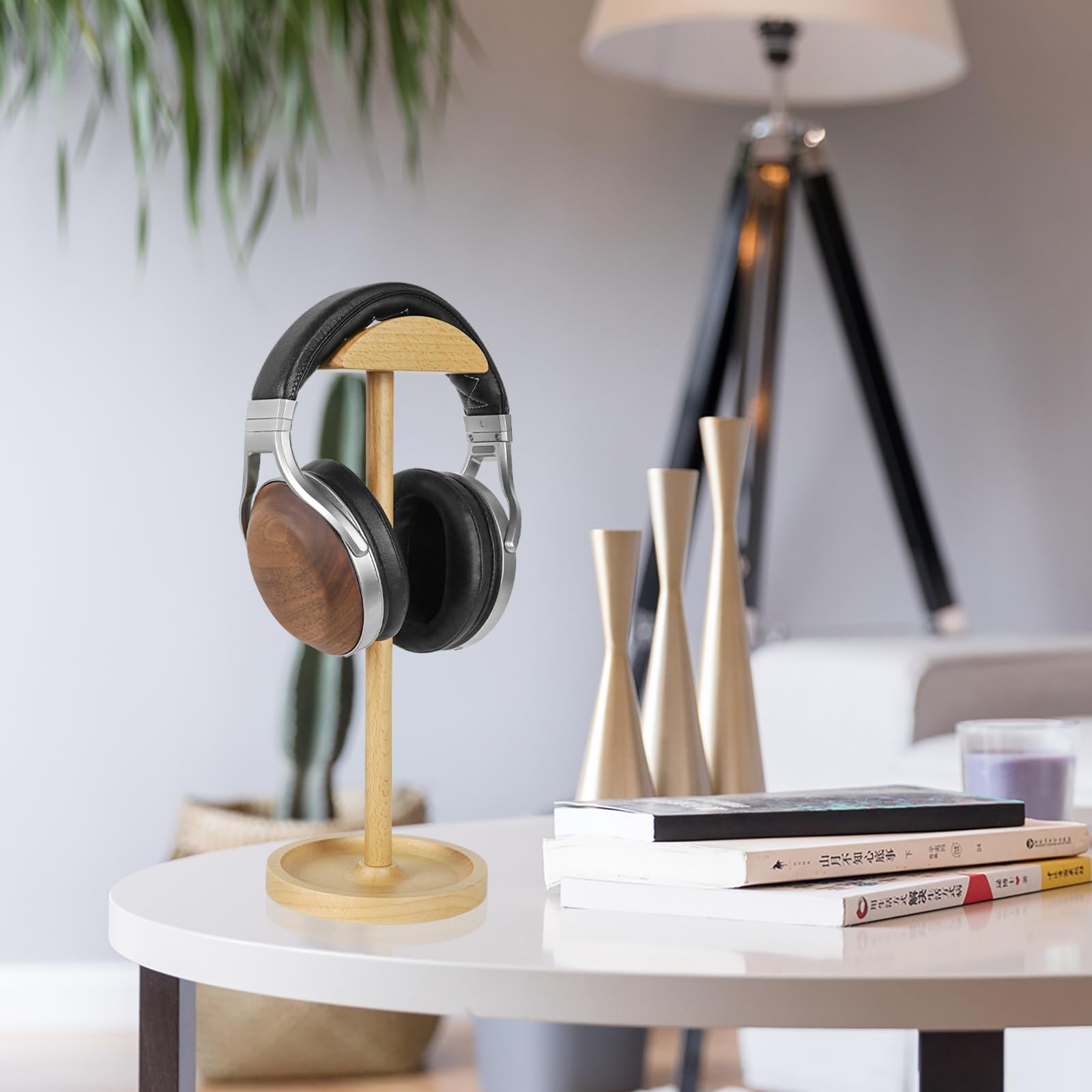 Geekria Premium Wooden Headphone Stand - Heavy Base Headset Holder for Bose QC45, Sony WH-1000XM5 - Gaming & Studio Desk Organizer for Over-Ear Headphones (Natural Wood) - Perfect for Home Office, Gaming Setup & Audio Workstation