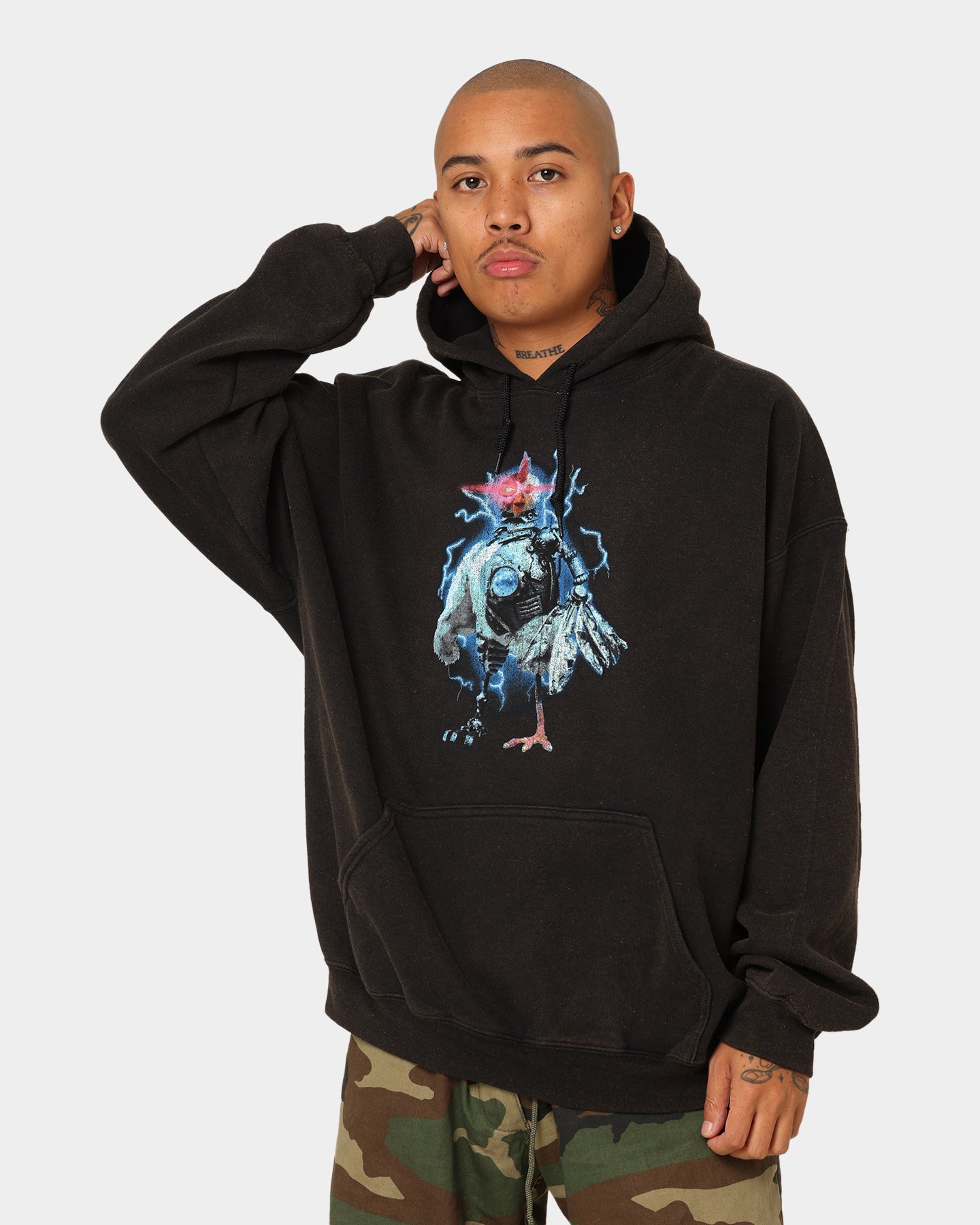 Robot Chicken Vintage Hoodie - Black Wash | American Thrift X Robot Chicken Official Merch | Perfect for Cosplay, Anime Conventions & Streetwear Fashion