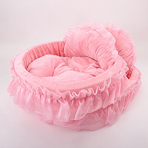 Wyhweilong Lovely Princess Pet Bed - Soft & Cozy Cat Dog Bed for Small Pets (Size: 40x45cm, Pink) - Perfect for Indoor Sleeping, Lounging & Pet Crate Comfort