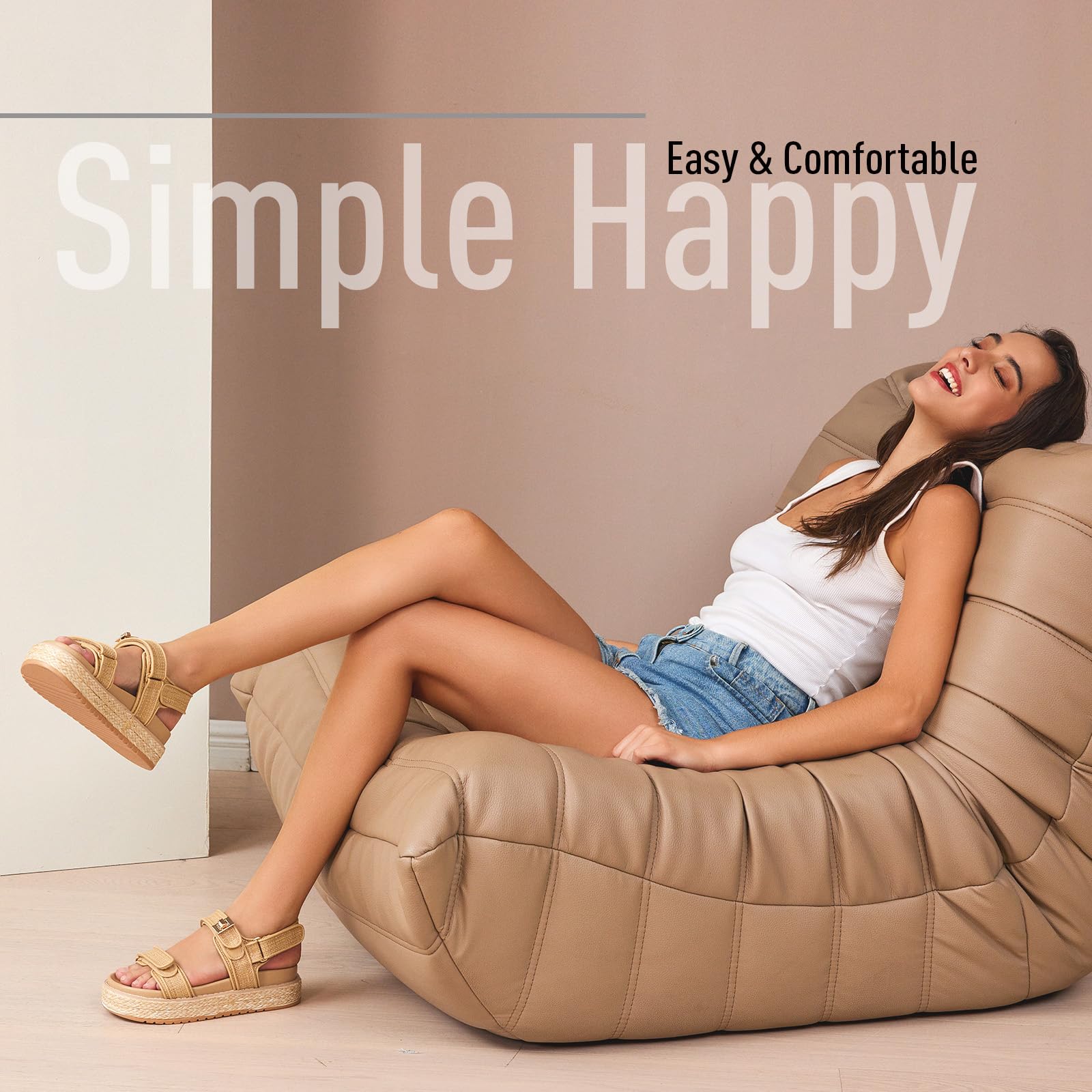 Women's Platform Raffia Sandals - Comfortable Open Toe Espadrille Sandals for Summer Beach, Vacation & Casual Outfits