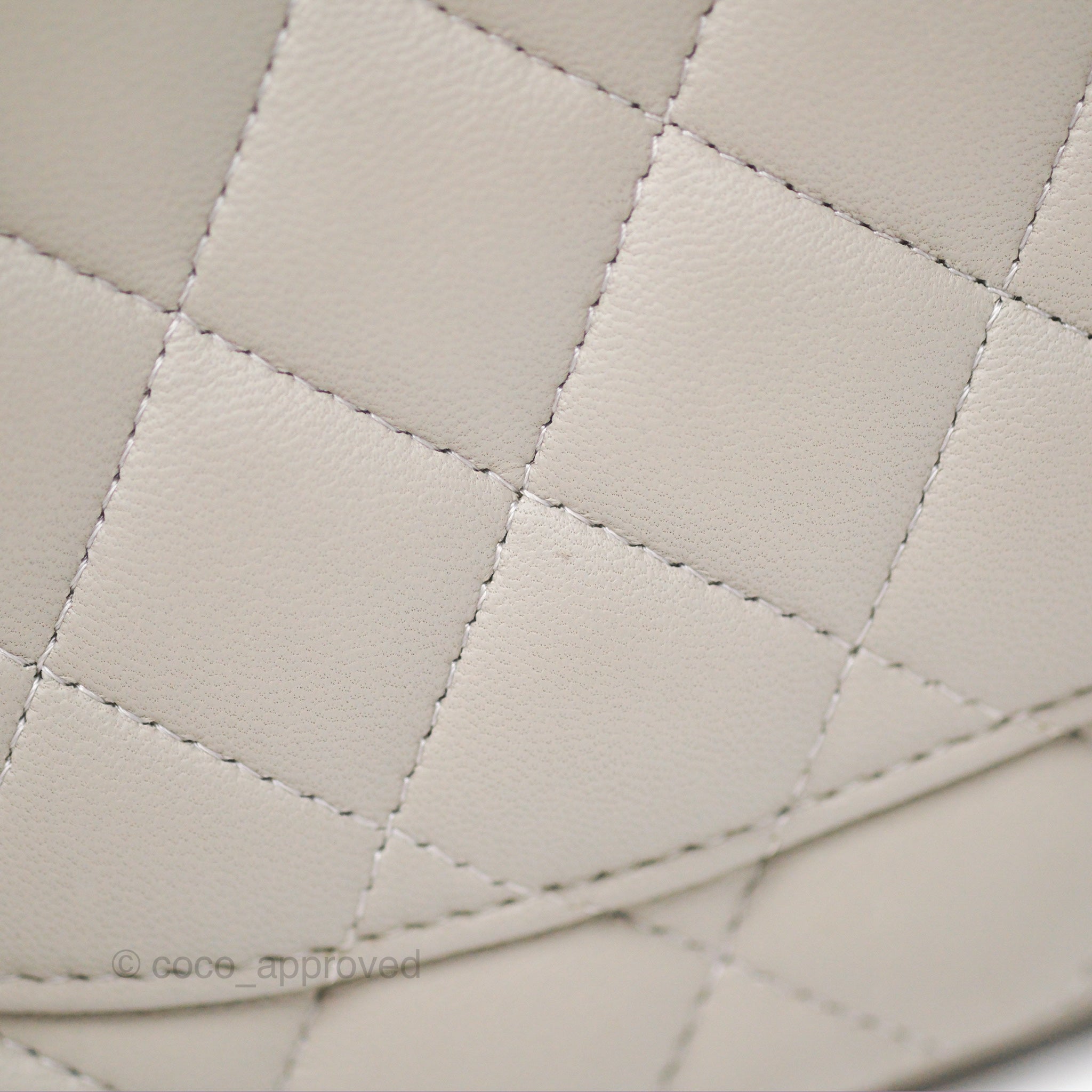 Chanel Classic Flap Clutch Quilted Light Grey Lambskin Silver Hardware - Luxury Designer Handbag for Women, Perfect for Evening Events & Special Occasions