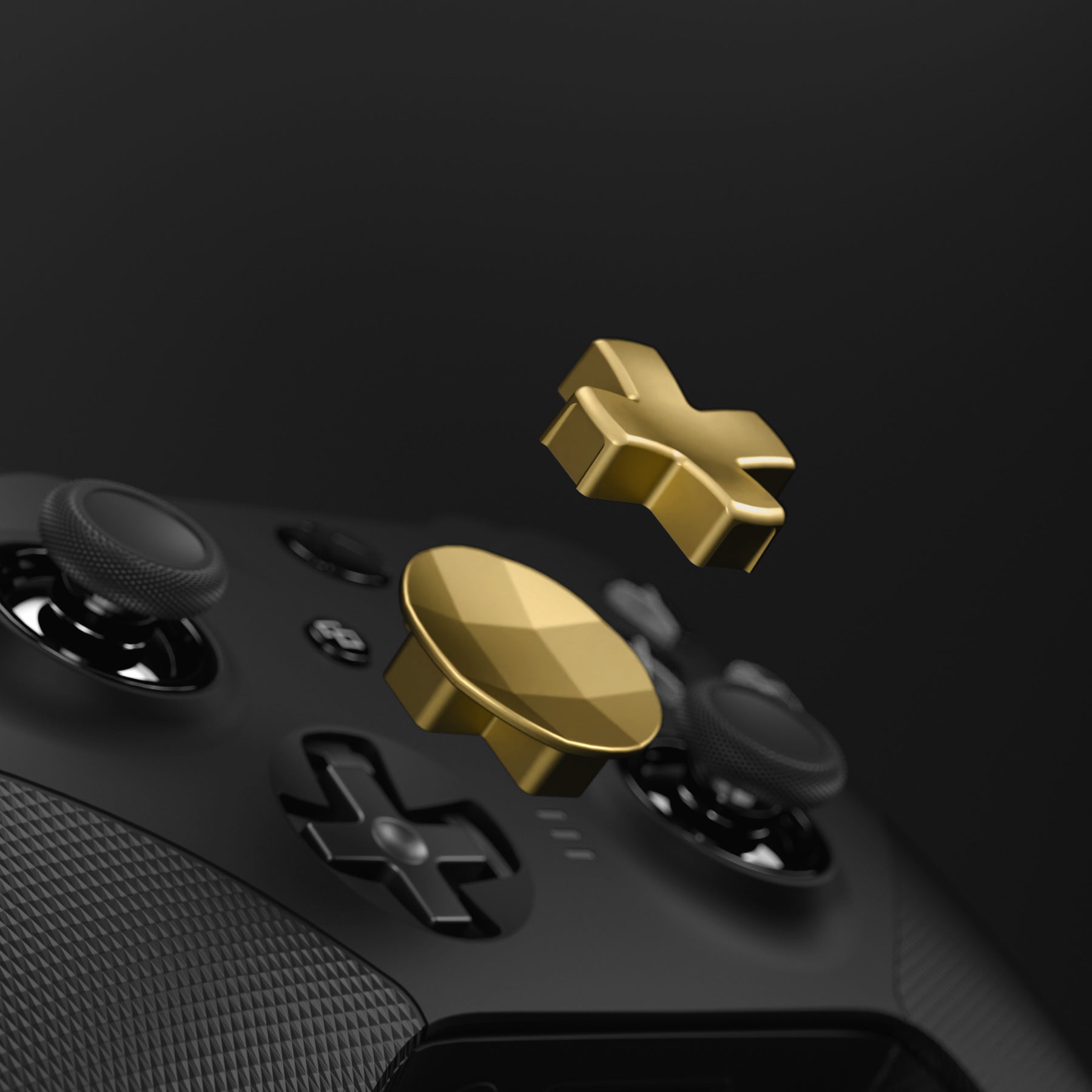 eXtremeRate 2-Pack Metallic Gold Magnetic Stainless Steel D-Pads for Xbox One Elite & Elite Series 2 Controller - IL403 | Enhanced Gaming Precision for FPS & Racing Games