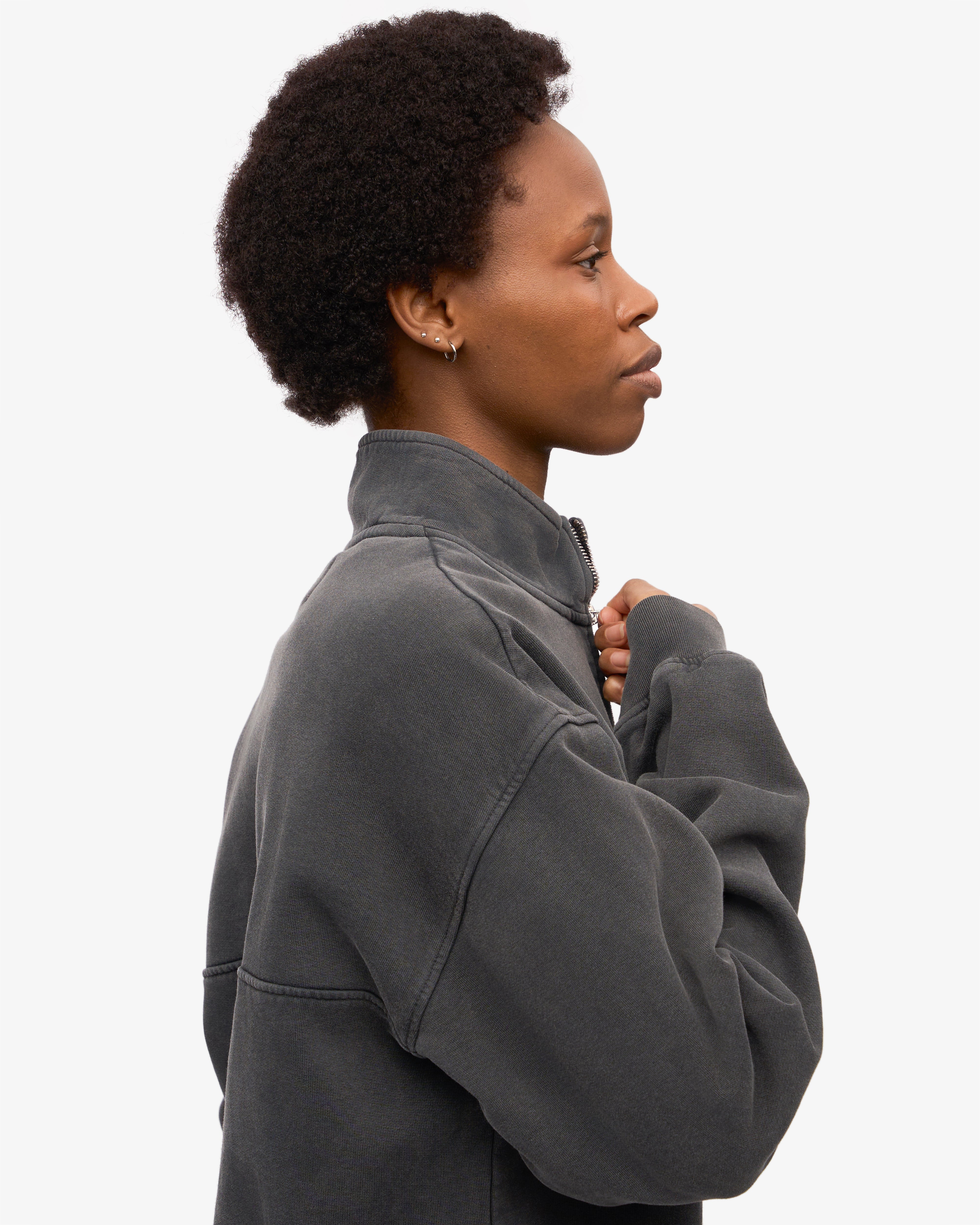 Organic Quarter Zip Sweatshirt for Men & Women | Faded Black | Soft & Comfortable Pullover | Perfect for Casual Wear, Outdoor Activities & Layering