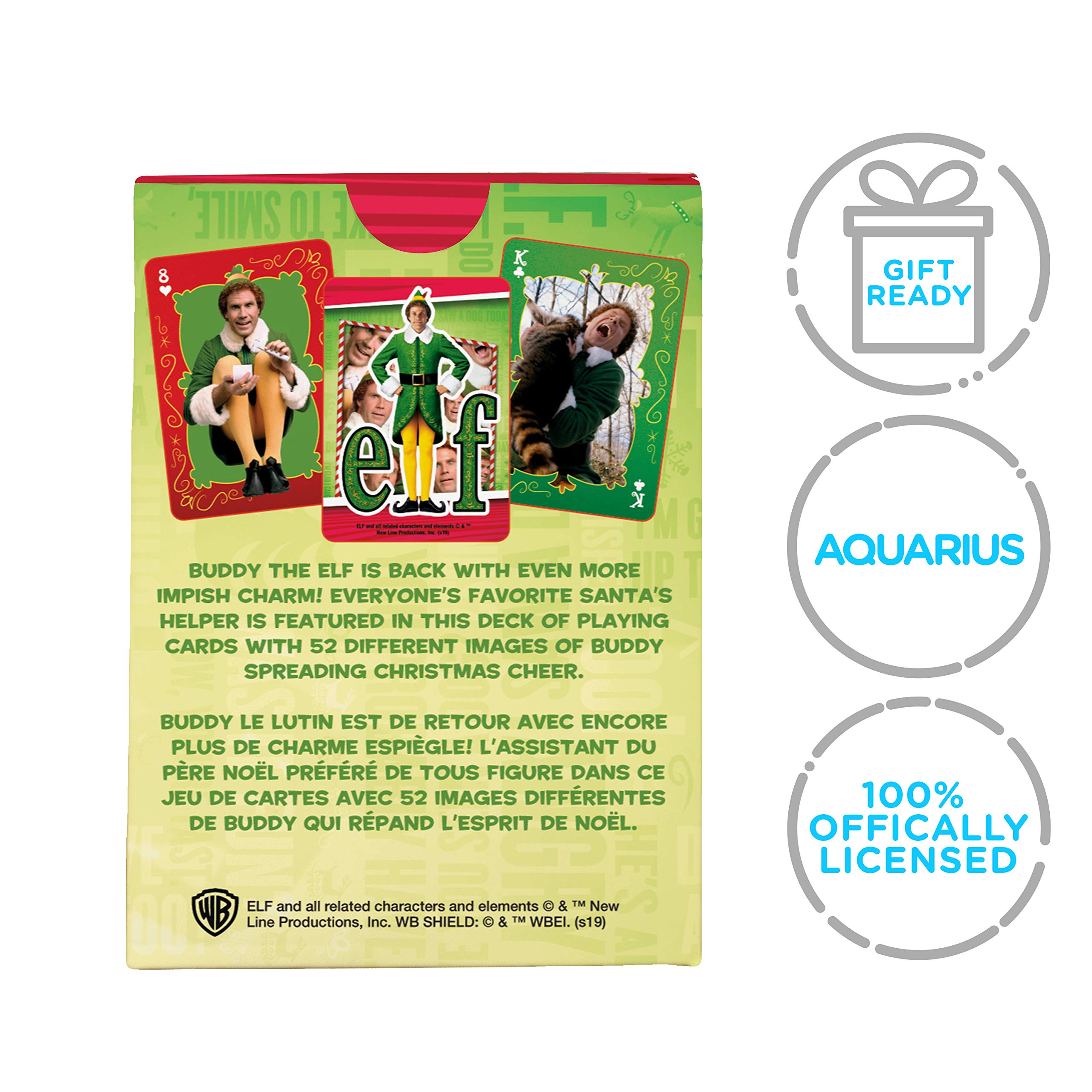 Elf The Movie Playing Cards Deck - Officially Licensed AQUARIUS ELF Collectible Card Game Set for Poker, Magic Tricks & Family Game Night - Perfect Christmas Gift & Holiday Party Entertainment