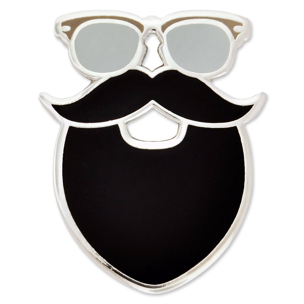 PinMart Vintage Hipster Glasses with Mustache & Beard Enamel Lapel Pin - Unique Accessory for Men's Suits, Jackets, Hats & Backpacks