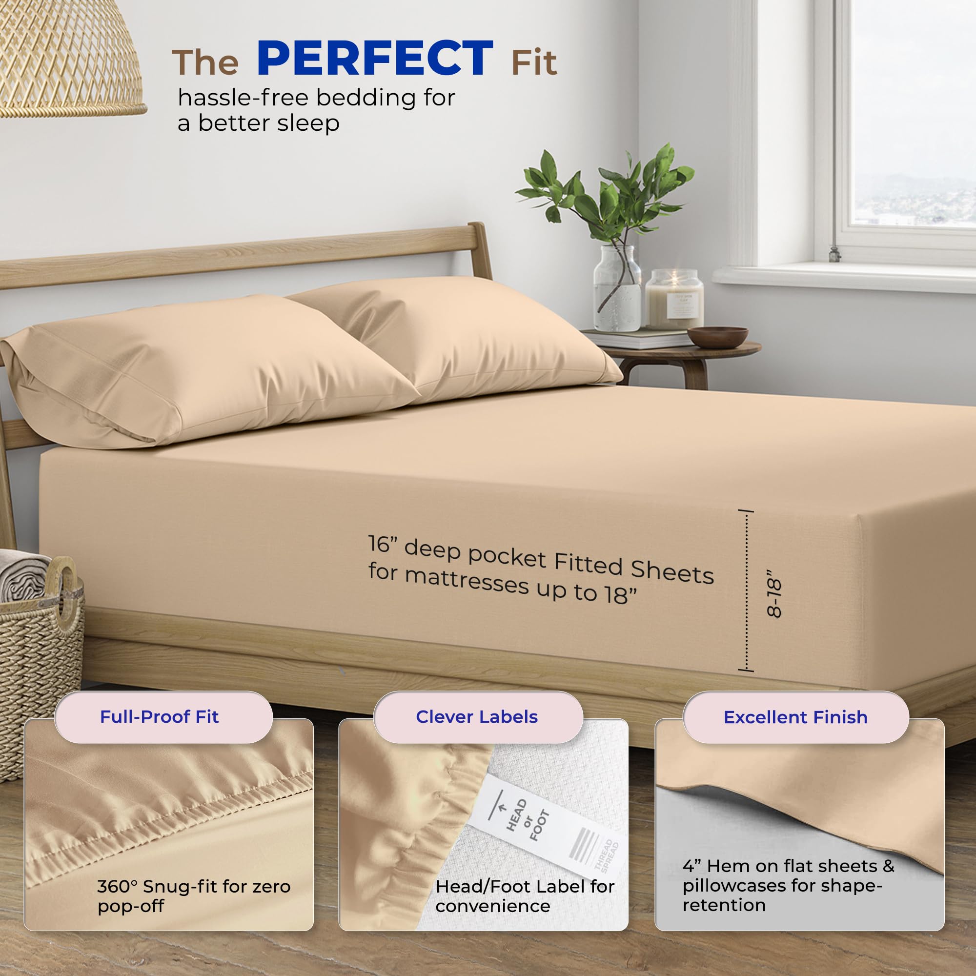 Premium 600 Thread Count 100% Egyptian Cotton Split King Sheet Set - 5 PC Cooling Bed Sheets for Adjustable Beds with 16