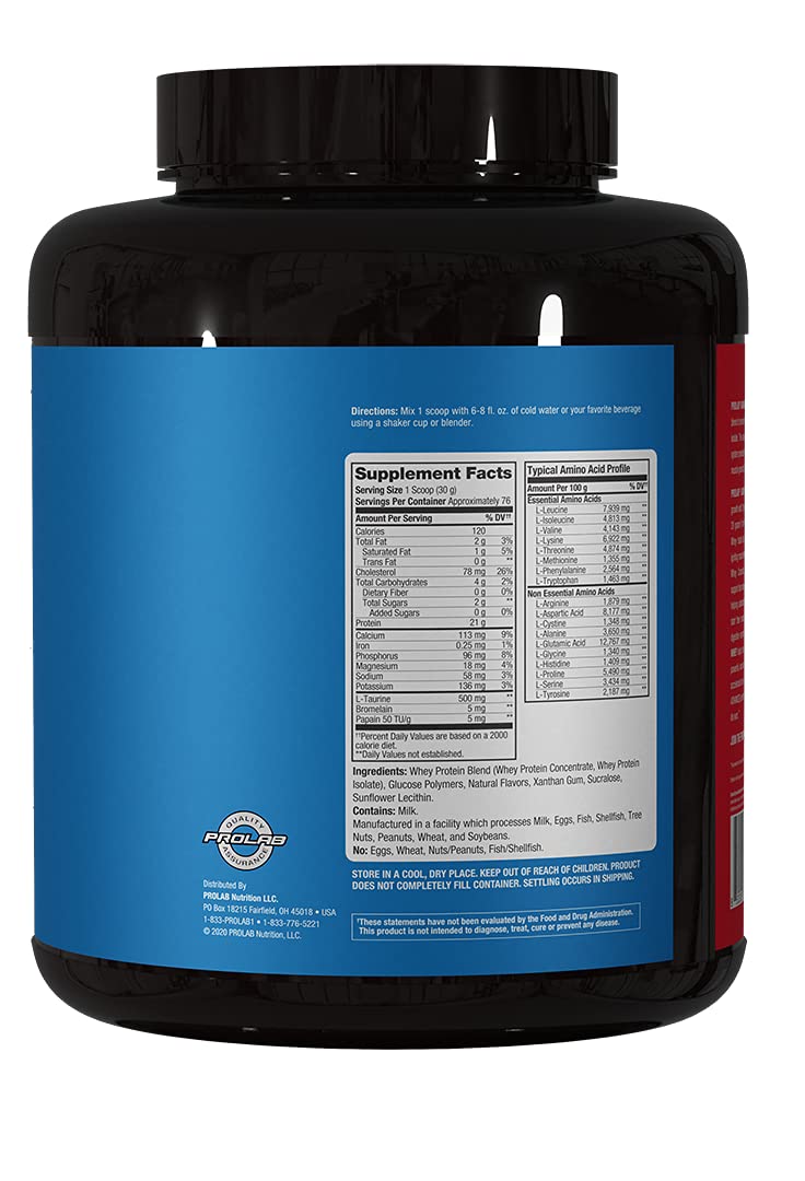 ProLab Advanced Essential Whey Protein Powder - Premium Blend of Whey Concentrate & Isolate with BCAAs & Natural Enzymes (Vanilla Donut Flavor, 5 LB) for Muscle Recovery & Post-Workout Nutrition