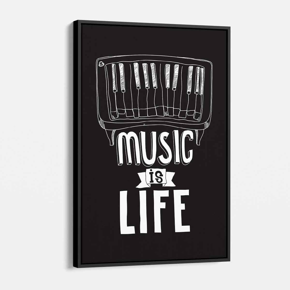 Black Music is Life Wall Art Canvas Print - Modern Home Decor for Living Room, Bedroom & Office - Inspirational Music Lover Gift