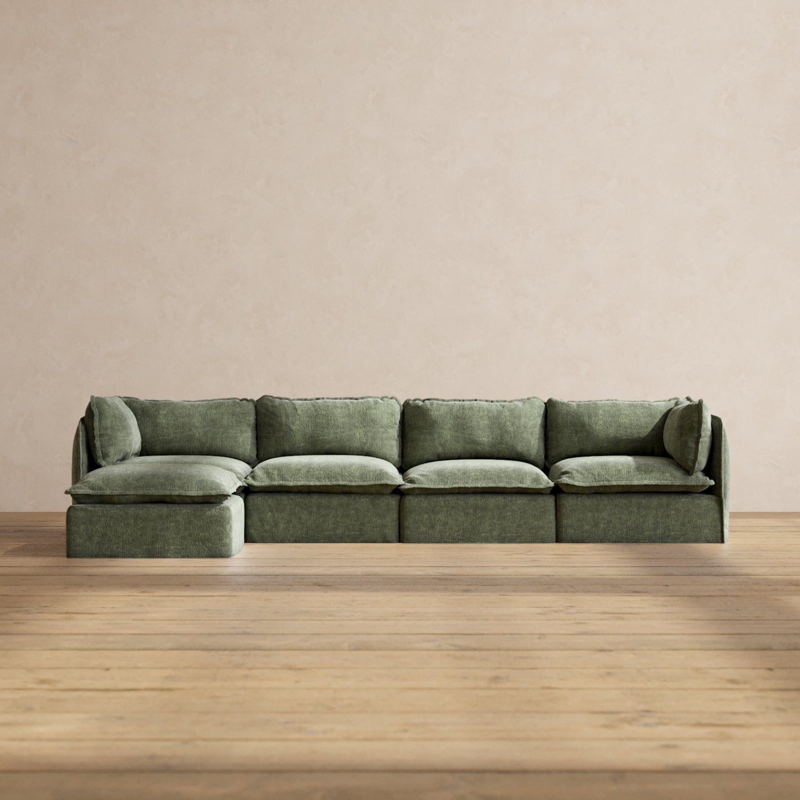 Premium Modular Performance 4-Seater Sectional Sofa in Willow Fabric | Luxury Blend for Living Room, Family Room & Home Theater Comfort