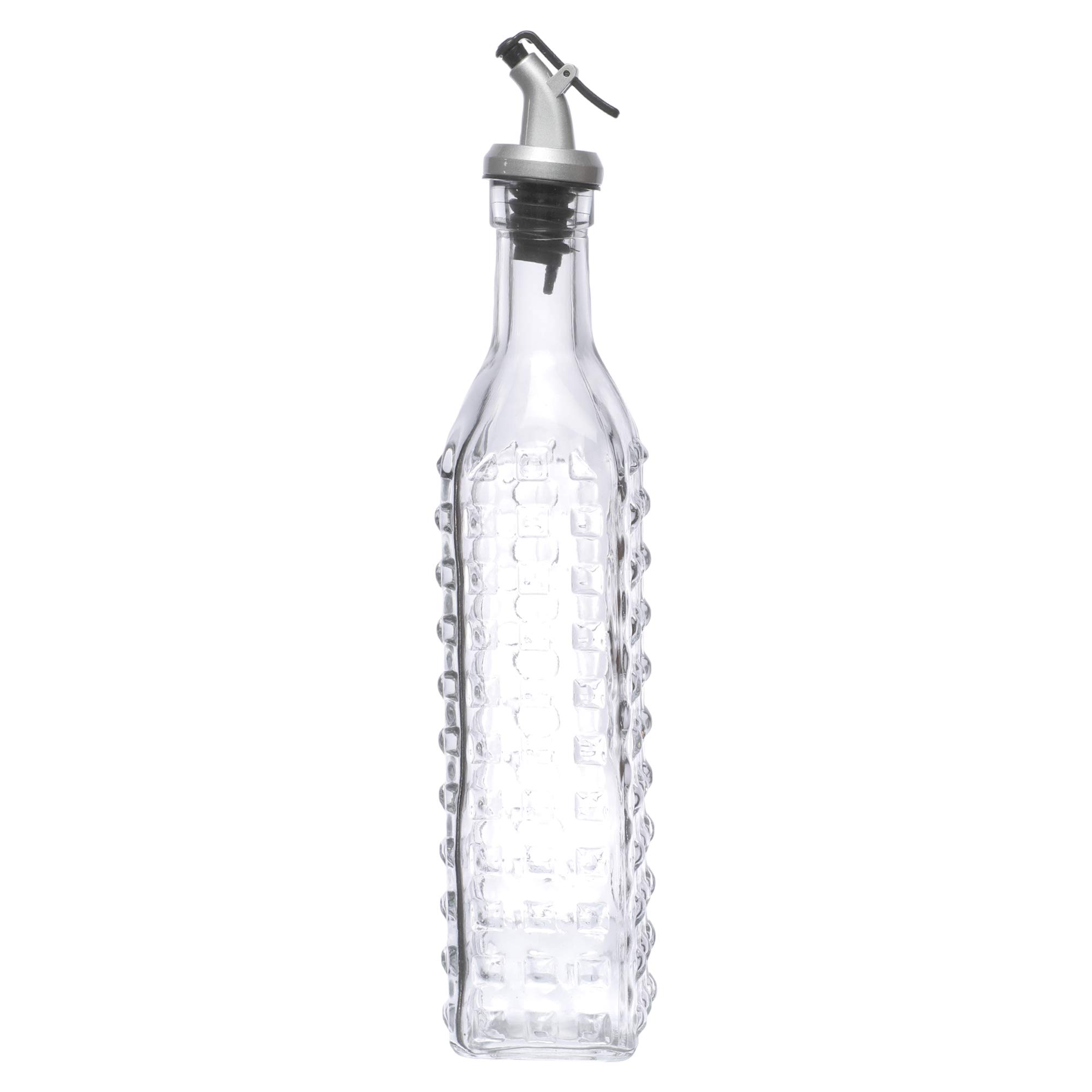 Premium Glass Oil Dispenser with Drip-Free Spout - 500ml Clear Olive Oil Bottle for Kitchen, Salad Dressing & Cooking - Elegant Transparent Design for Countertop & Dining Table