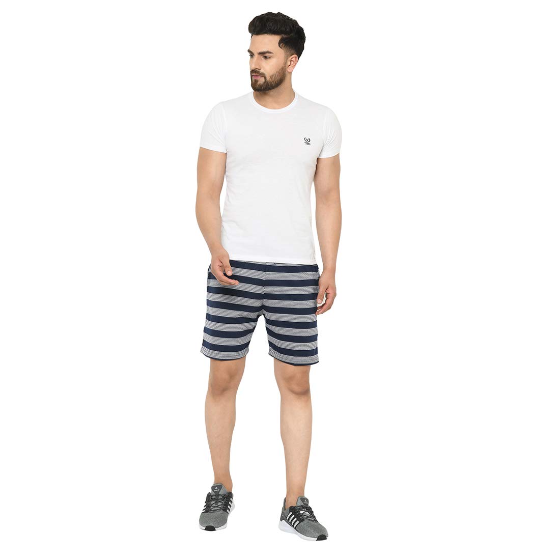 Men's Cotton Blended Striped Casual Shorts - Mack Jonney Comfortable Summer Beachwear & Lounge Pants for Outdoor Activities
