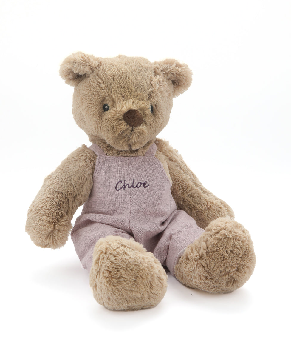 Personalized Honey Bear Overalls for Baby & Toddler - Soft Lilac Romper Jumpsuit | Cute Outfit for Photoshoot, Birthday Party & Everyday Wear
