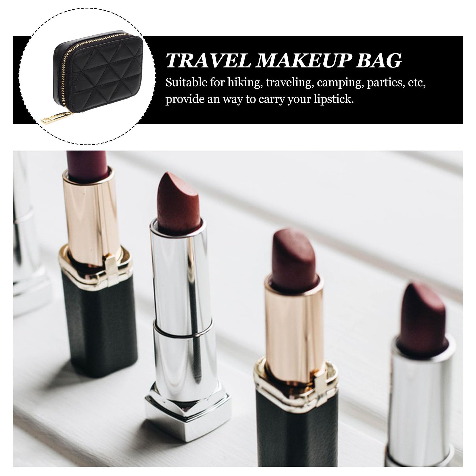 Lipstick Organizer with Mirror - Travel Makeup Case for Purse Storage