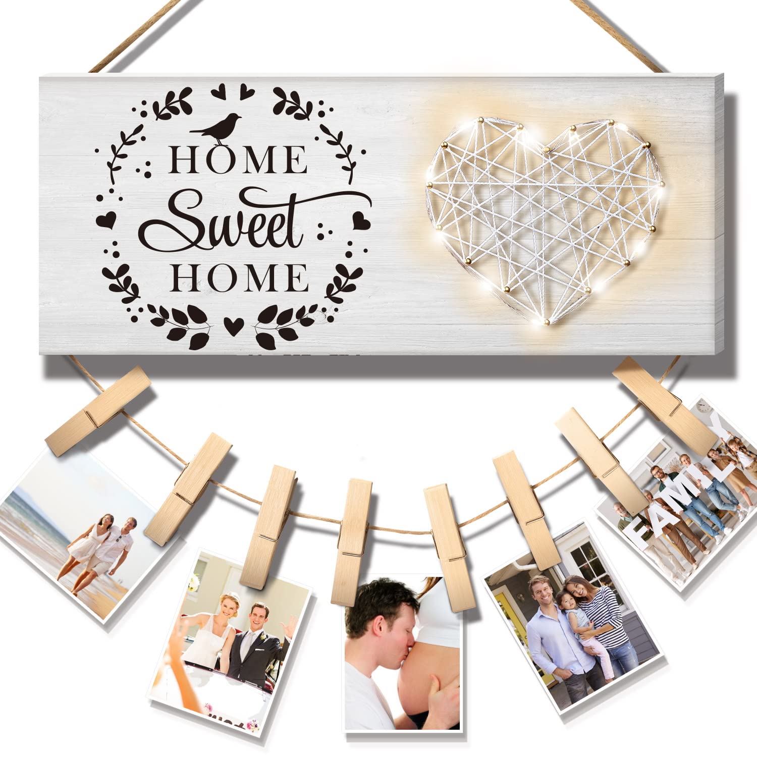 Vetbuosa LED String Light Picture Frame - Housewarming Gift for Couples, New Home Decor, Wedding Gift, Family Photo Collage | Perfect for Living Room, Bedroom, and Home Sweet Home Decorations