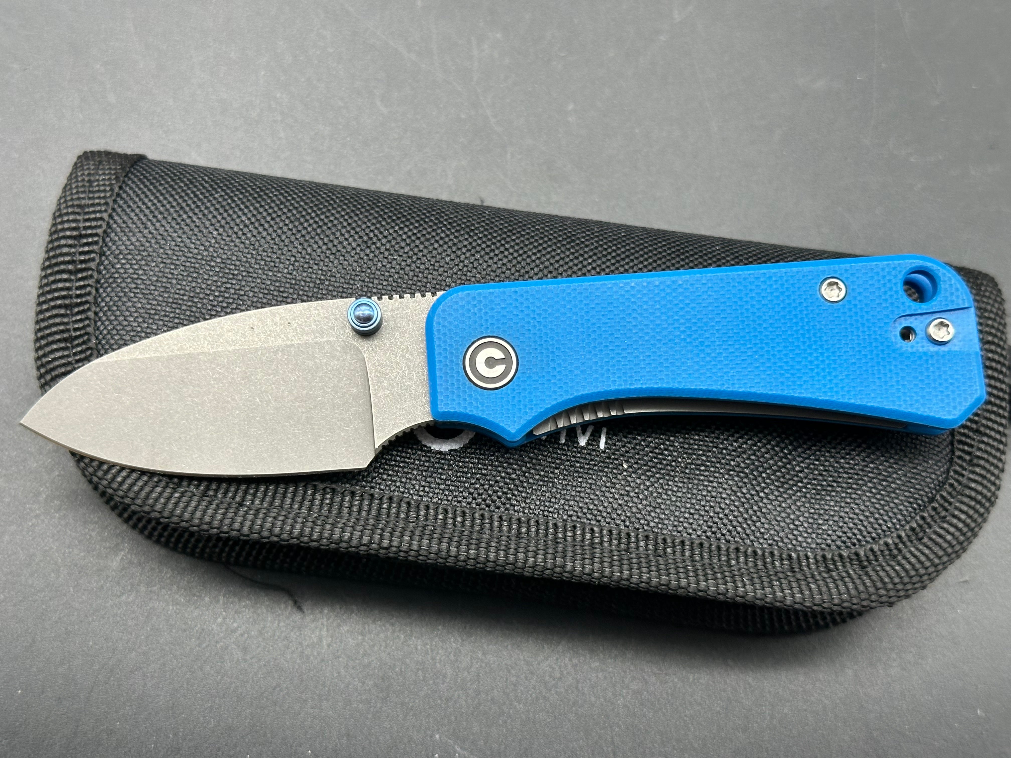 CIVIVI Baby Banter Folding Pocket Knife - Blue G10 Handle, Nitro-V Plain Blade - EDC, Camping, Hiking & Everyday Carry Knife