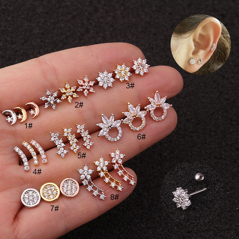 20G Rose Gold Shooting Star Barbell Cartilage Earring Stud - Hypoallergenic Cartilage Piercing Jewelry for Women | Perfect for Helix, Tragus & Conch Piercings