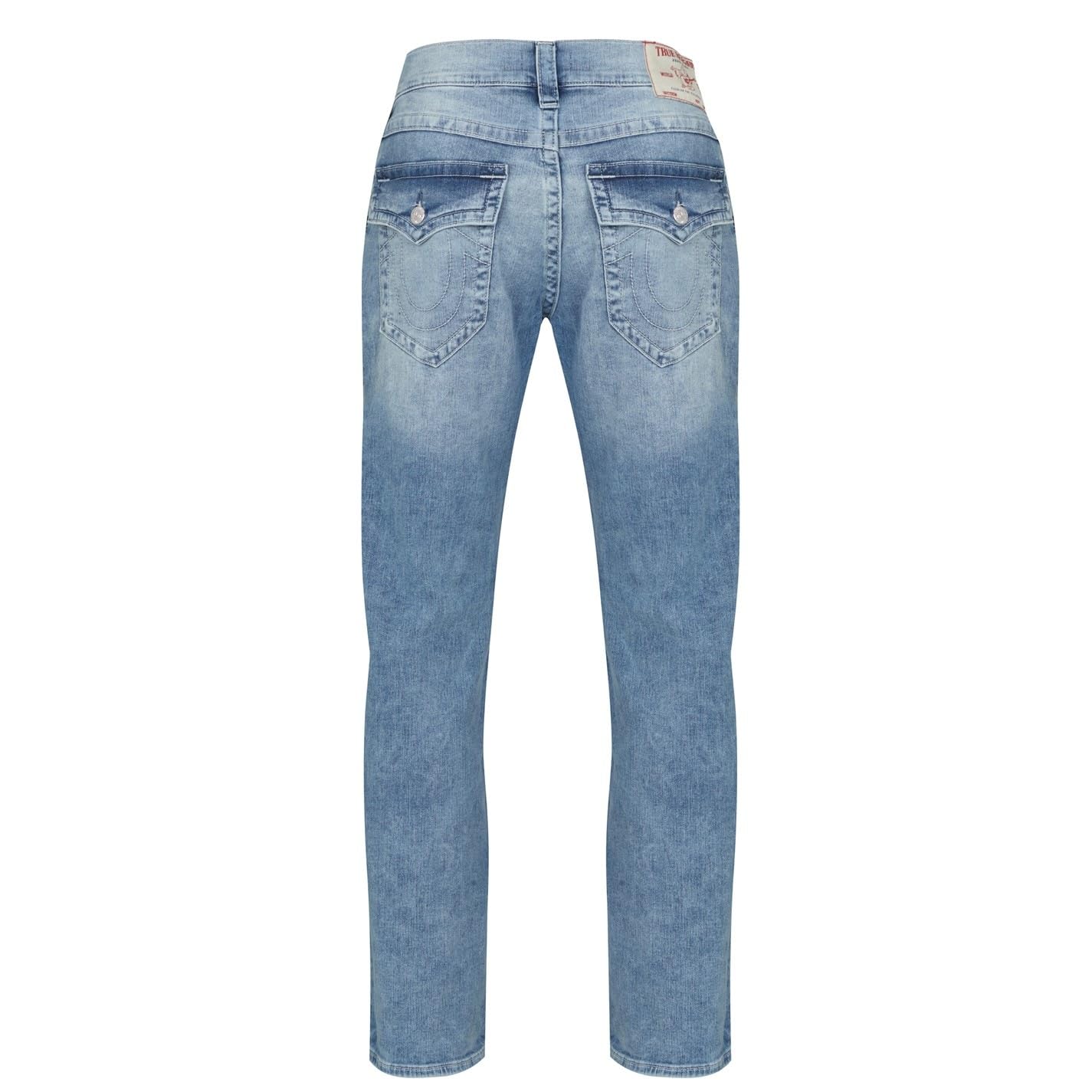 True Religion Men's Ricky Flap Sn 32 Inseam Light Breakers Distressed Denim Jeans - Size 36 | Slim Fit Stretch Comfort for Casual Wear & Night Out
