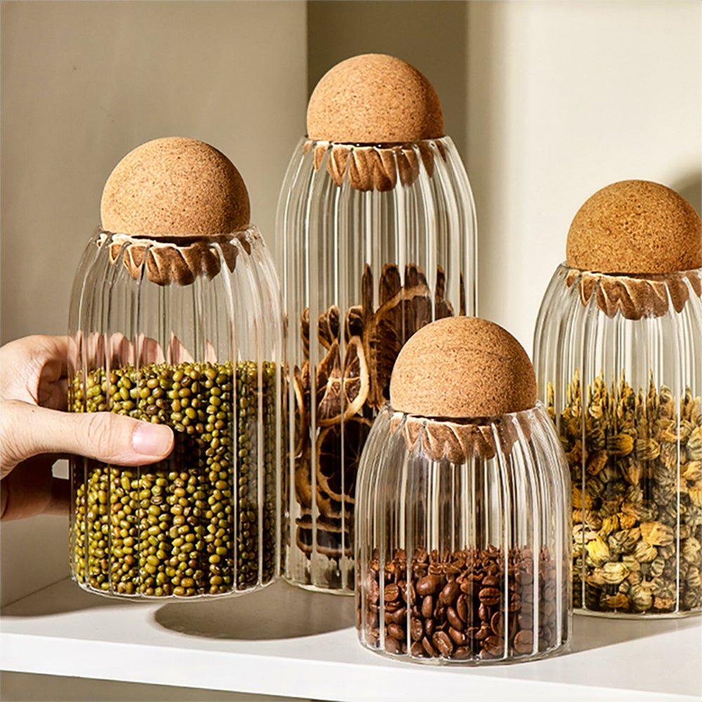 Premium Glass Jars with Natural Cork Lids - Airtight Food Storage Containers for Spices, Coffee, Tea & DIY Crafts - Perfect for Kitchen Pantry Organization & Homemade Gift Packaging