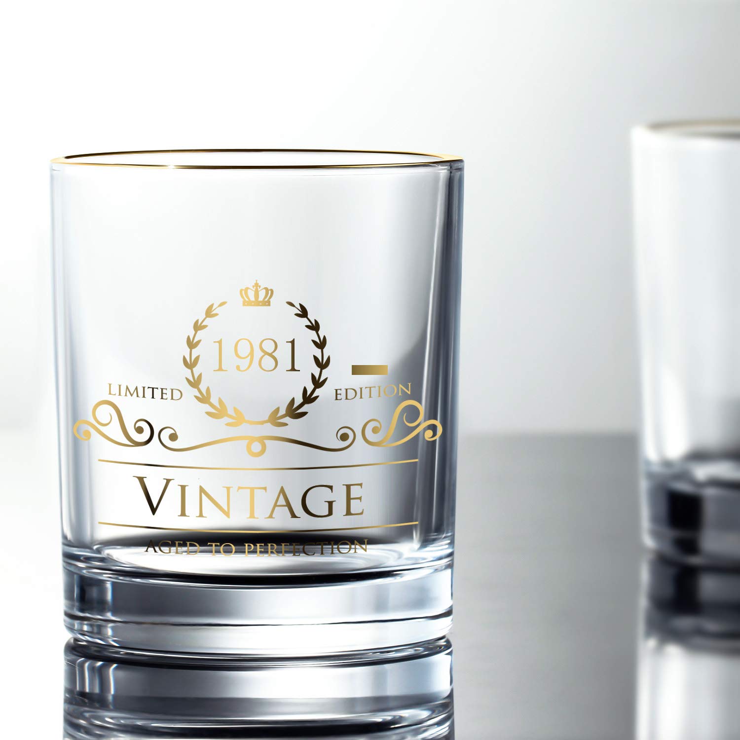 1981 Whiskey Glasses Set - 43rd Birthday Gift for Women & Men, Bourbon Glasses for Anniversary, Retirement, Mothers Day, Fathers Day - Ideal for Weddings, Bridesmaids & Holiday Decorations - Perfect for Whiskey Tasting & Home Bar Decor