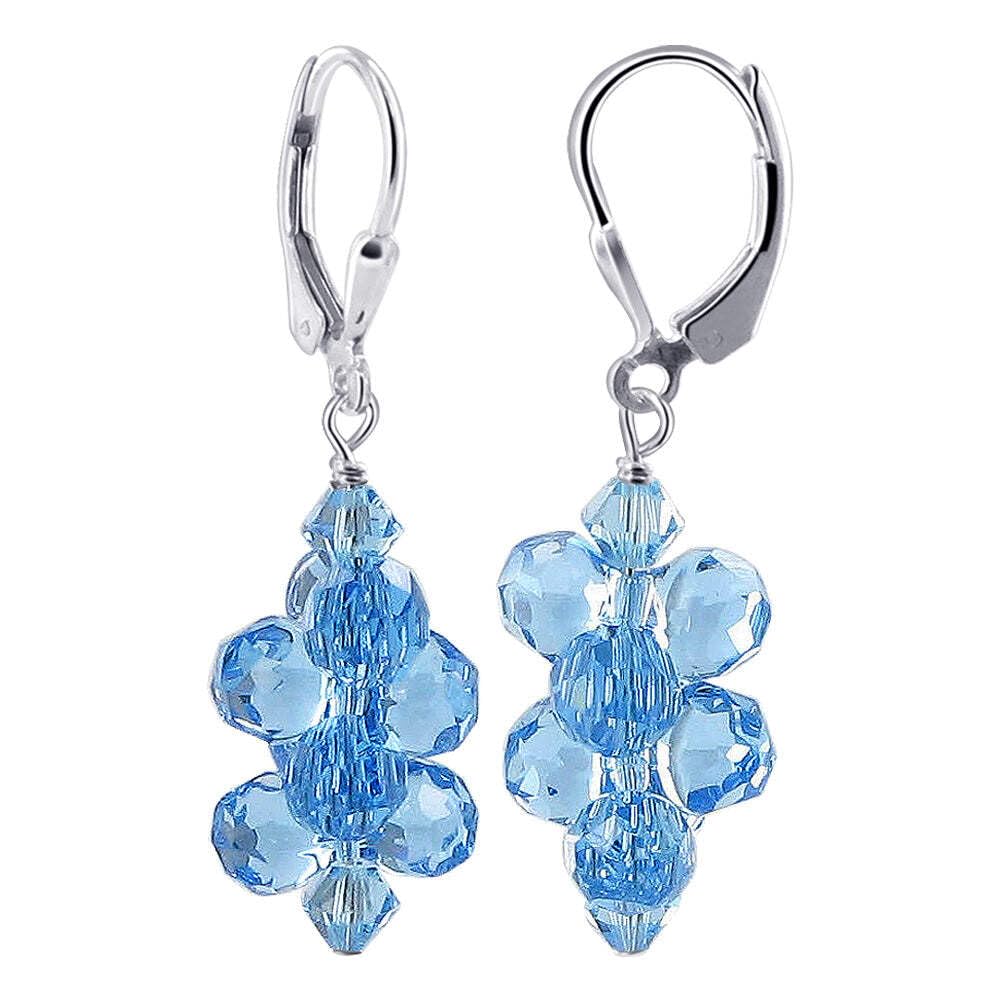 Austrian Crystal Bicons 925 Sterling Silver Drop Earrings for Women - Elegant Dangle Ear Jewelry for Party, Wedding & Special Occasions