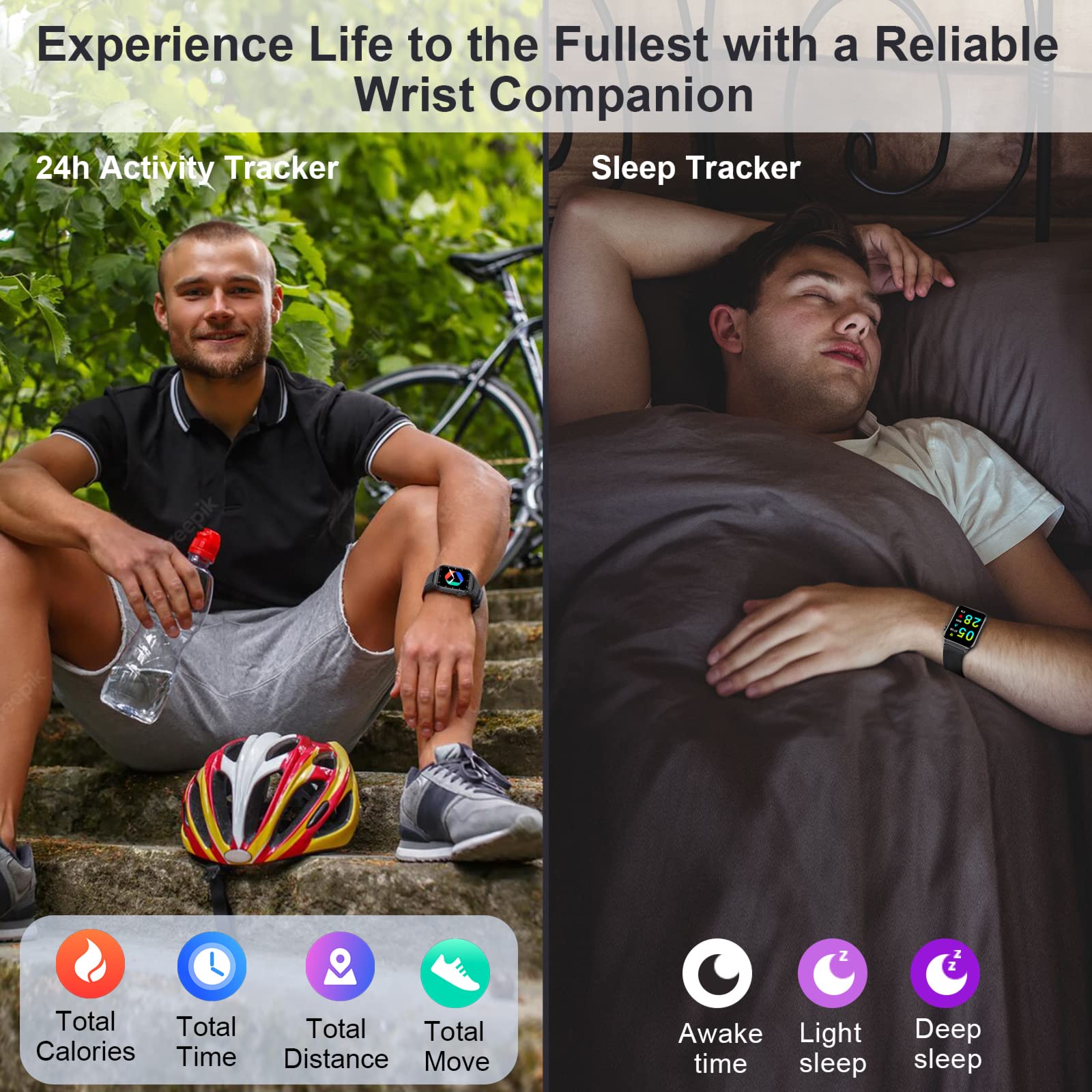 Smart Fitness Watch with Heart Rate Monitor for Men & Women - IP67 Waterproof for Sports & Daily Use