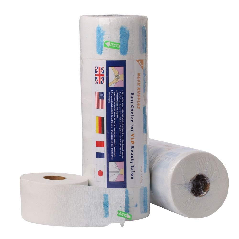Professional Barber Neck Strips - Disposable White Salon Neck Ruffle Roll Paper for Hair Cutting & Grooming (Pack of 5) - Ideal for Barbershops, Salons & Personal Use at Home
