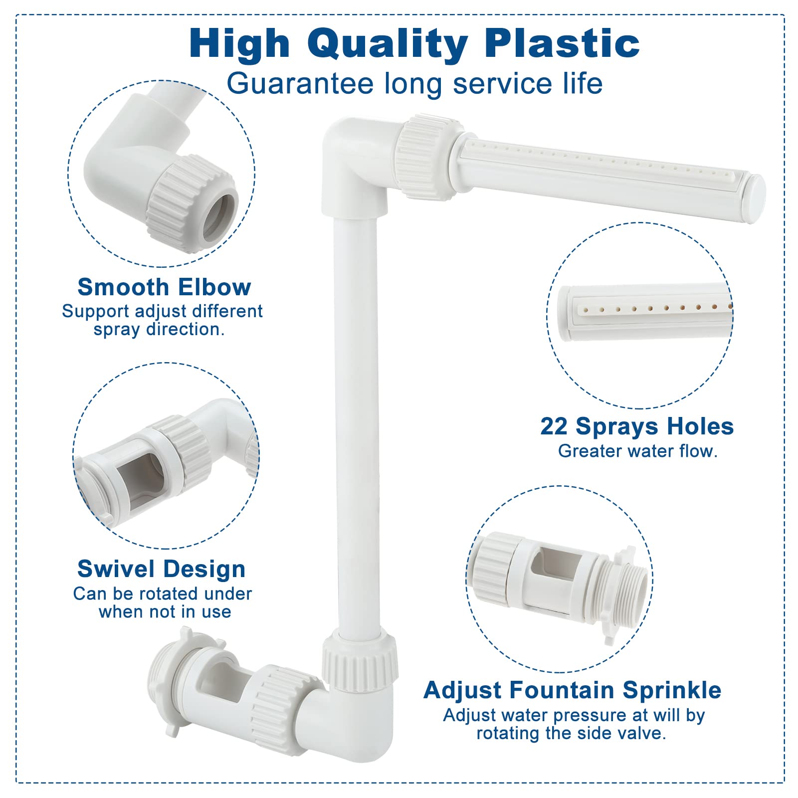 Adjustable Pool Fountain Kit for Inground & Above Ground Pools - 1.5