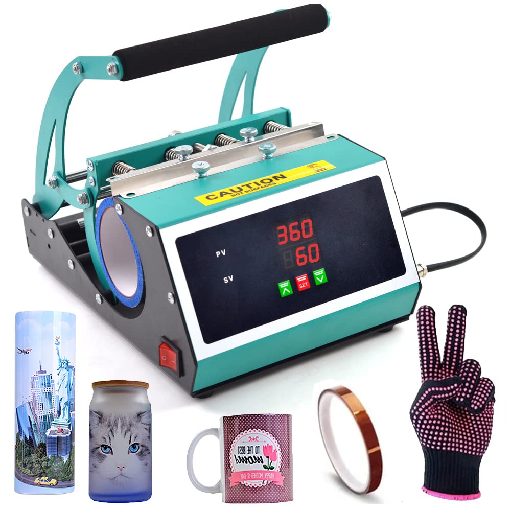 20oz DIY Tumbler Heat Press Machine - Sublimation Heat Transfer for Skinny Tumblers, Perfect for Custom Mug & Cup Printing (Green) | Home Crafting, Small Business & Personalized Gift Making