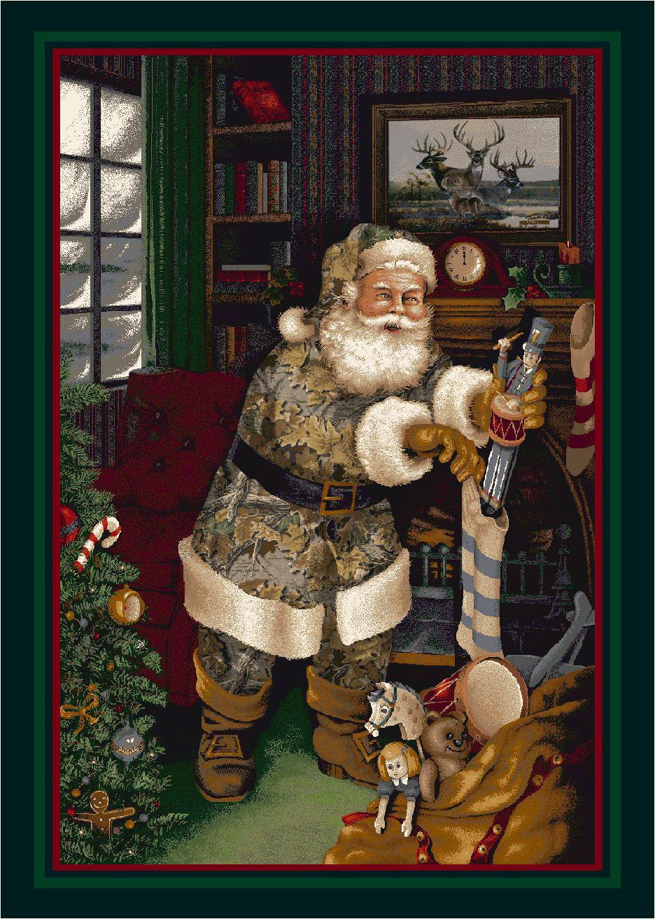 Milliken Realtree Camo Christmas Santa Novelty Rug 3'10