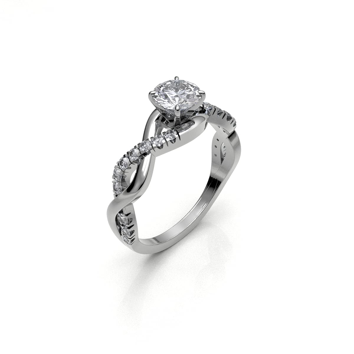 0.70cts Solitaire Diamond Engagement Ring 14K White Gold - 0.55cts Certified Center Diamond, Split Shank Setting, Infinity Wedding Band for Women (Color HI, Clarity I1/I2) - Perfect for Proposals, Anniversaries & Special Occasions