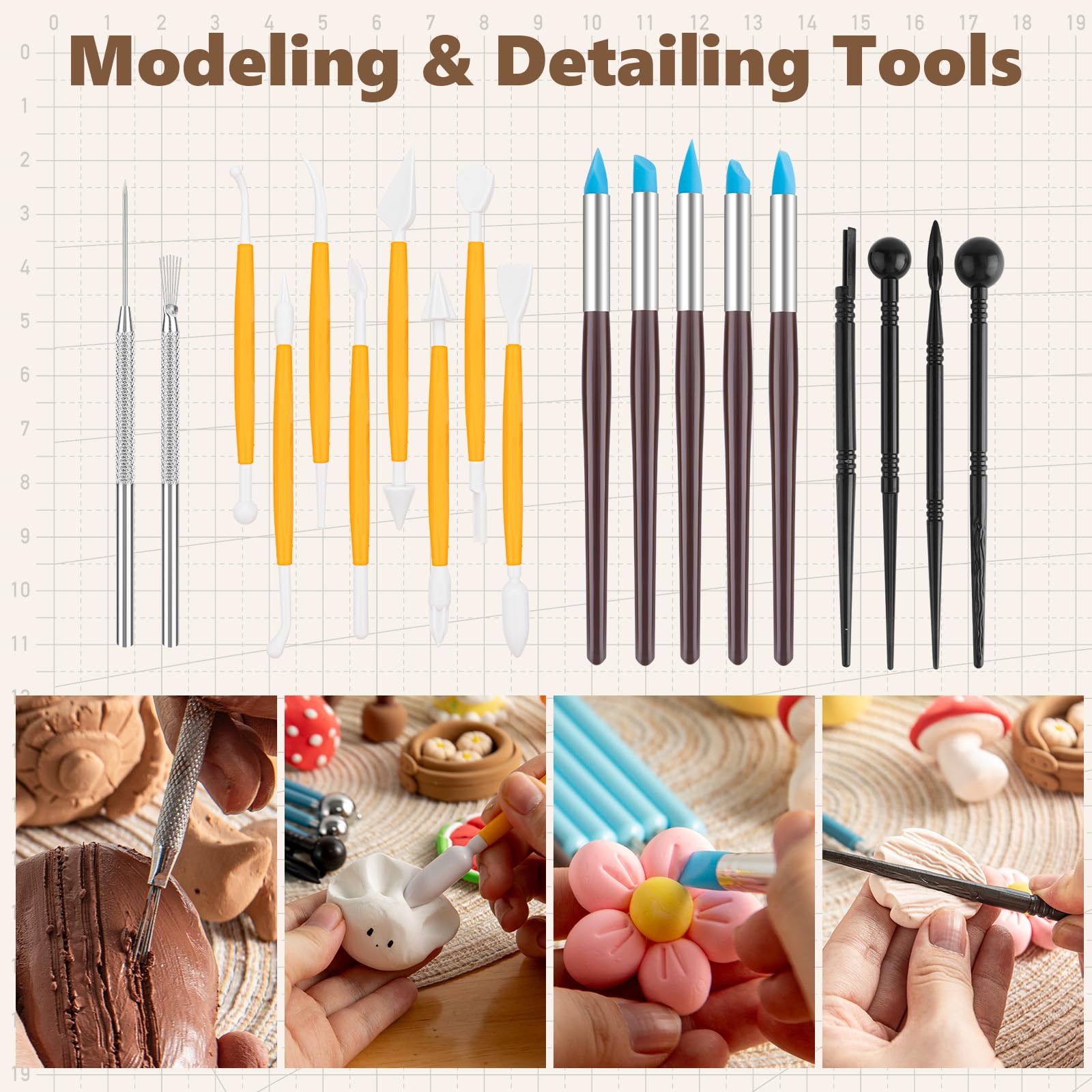 48PCS Pottery Sculpting Tools Kit - Professional Clay Carving & Ceramic Modeling Tools for Pottery Kiln, Polymer Clay Trimming - Perfect for Beginners, Adults & Artists - Great for DIY Crafts, Home Decor & Pottery Classes