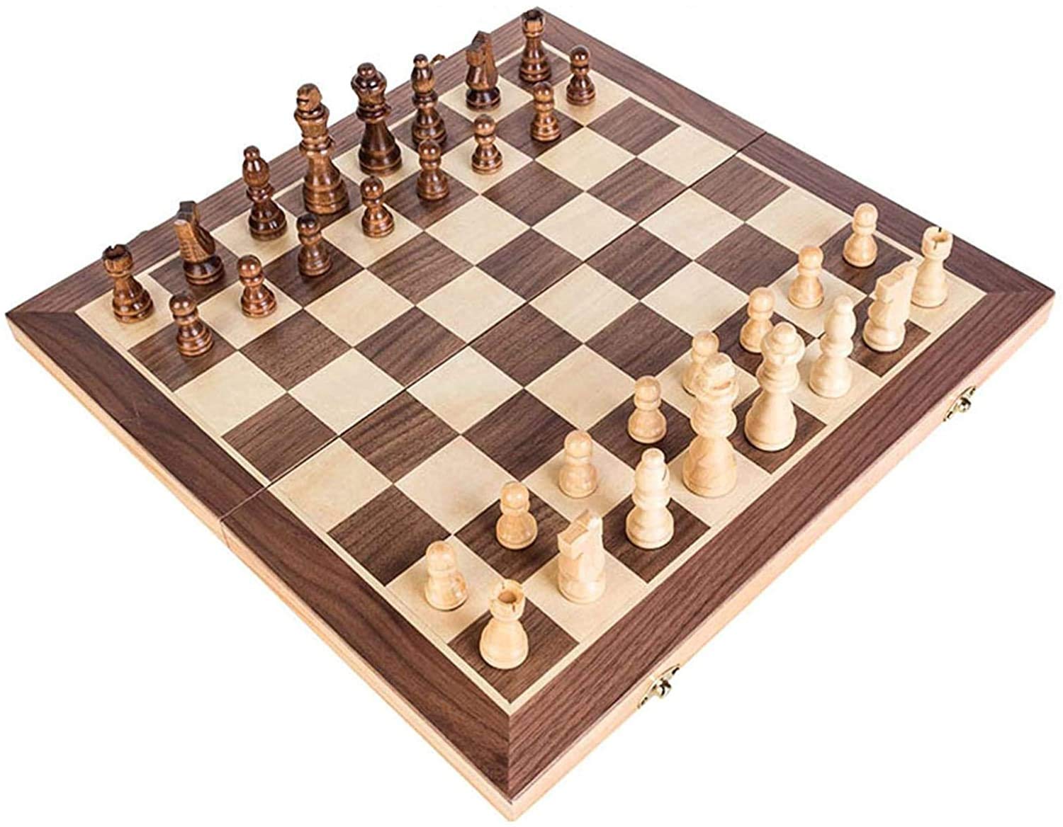 Premium Wooden Chess Set with Folding Board - 40cm Portable Travel Chess Game for Kids & Adults - Complete Chess Pieces & Storage - Perfect for Home, School, Office & Outdoor Play