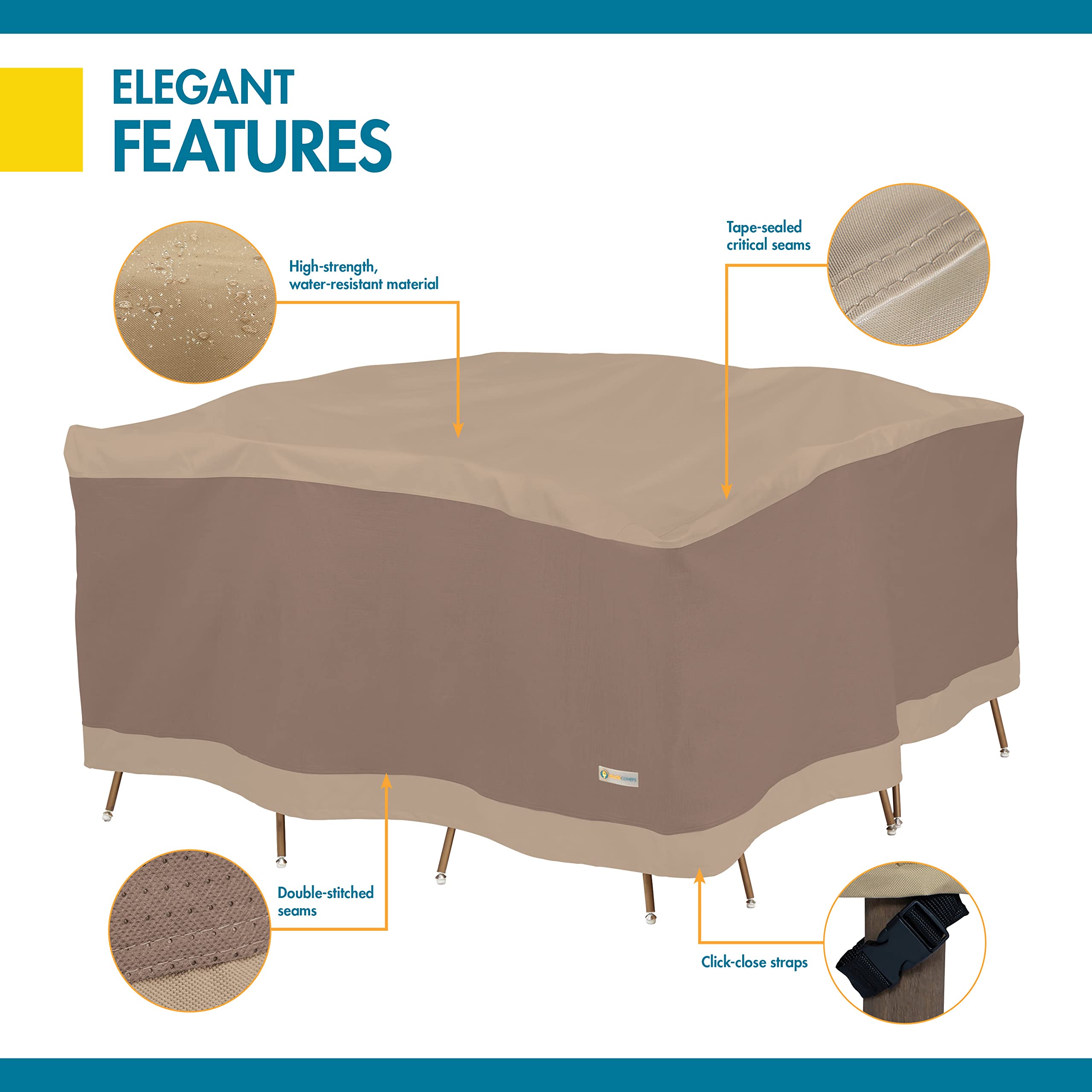 **Duck Covers Elegant Waterproof 76-Inch Square Patio Table & Chair Set Cover – Heavy-Duty Outdoor Furniture Protection for All Seasons – Perfect for Dining, BBQs, and Garden Parties**